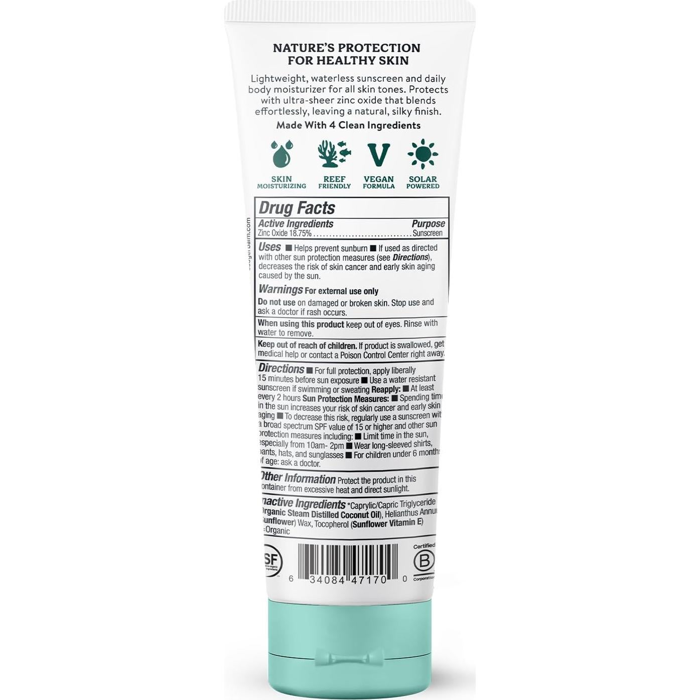 Protector Solar Mineral Badger SPF 30 118 ml Orgánico Vegano