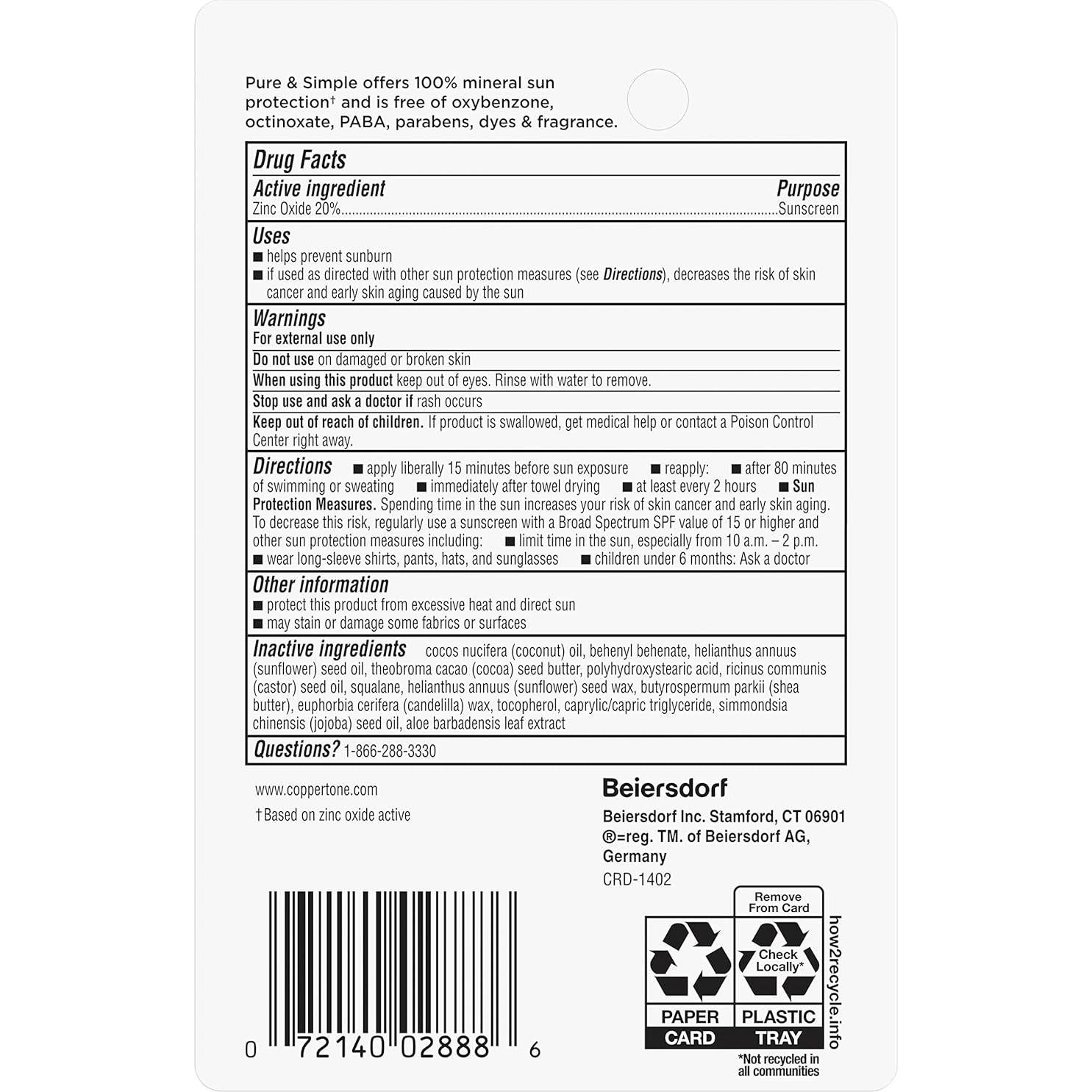 Protector Solar Coppertone Puro y Simple SPF 50 - 13.9 g