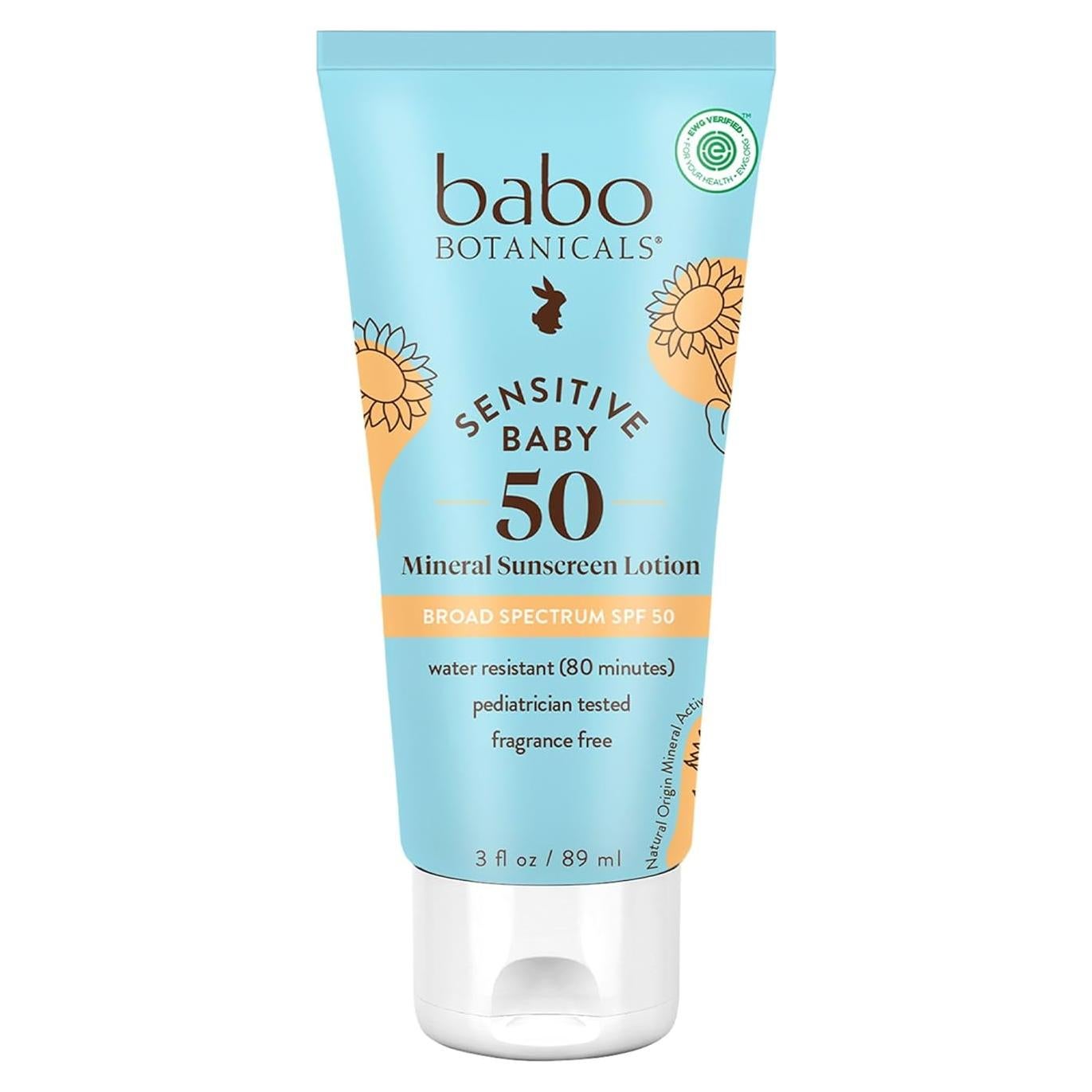 Loción Solar Mineral Babo Botanicals SPF50 Piel Sensible