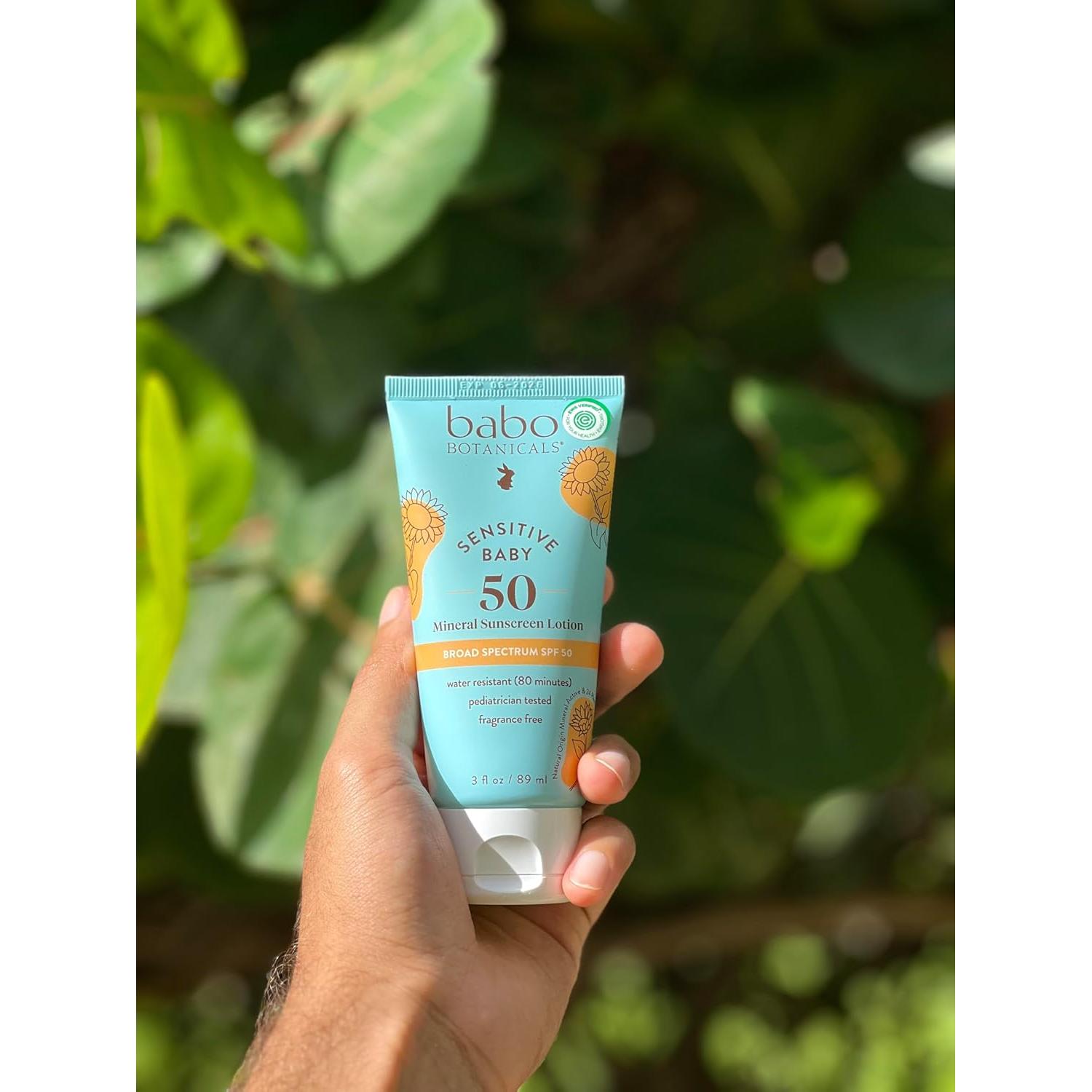 Loción Solar Mineral Babo Botanicals SPF50 Piel Sensible
