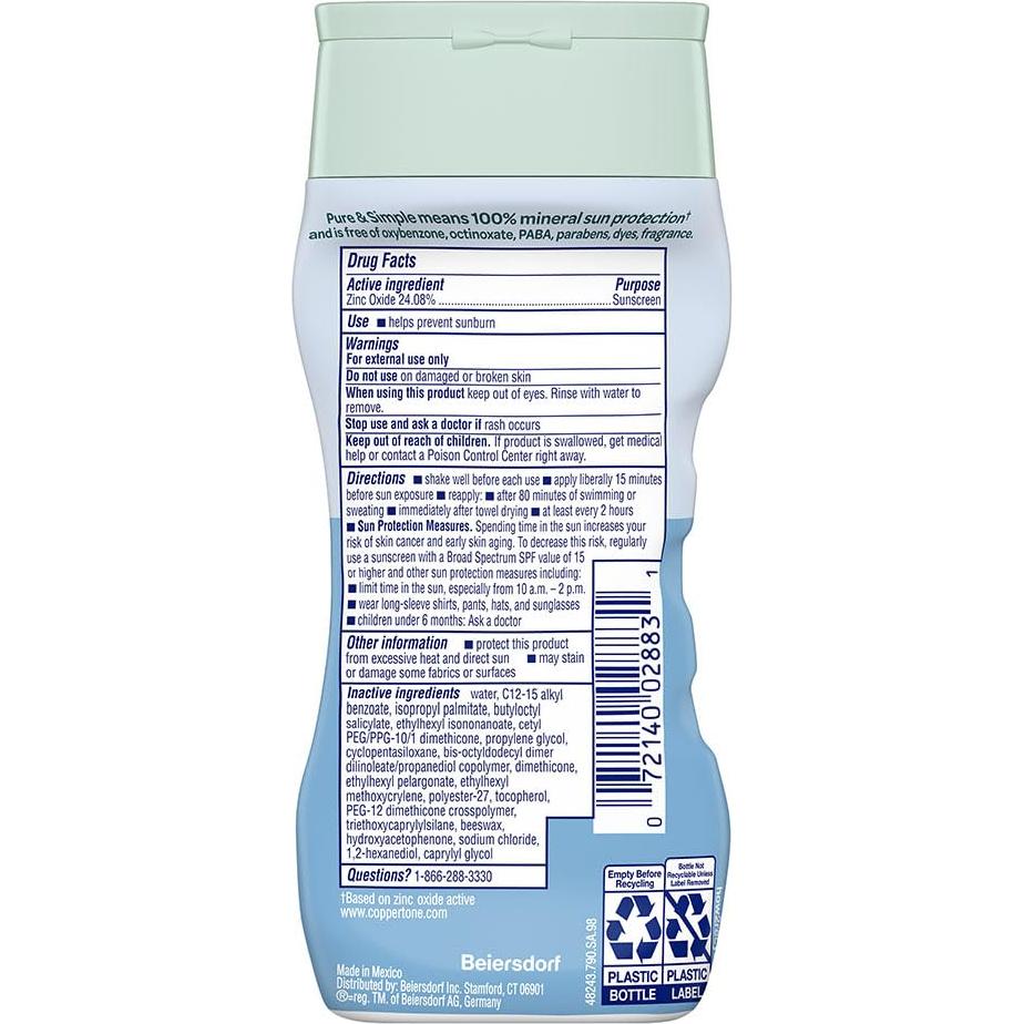 Protector Solar Coppertone Pure and Simple SPF 50 - 177.4 ml