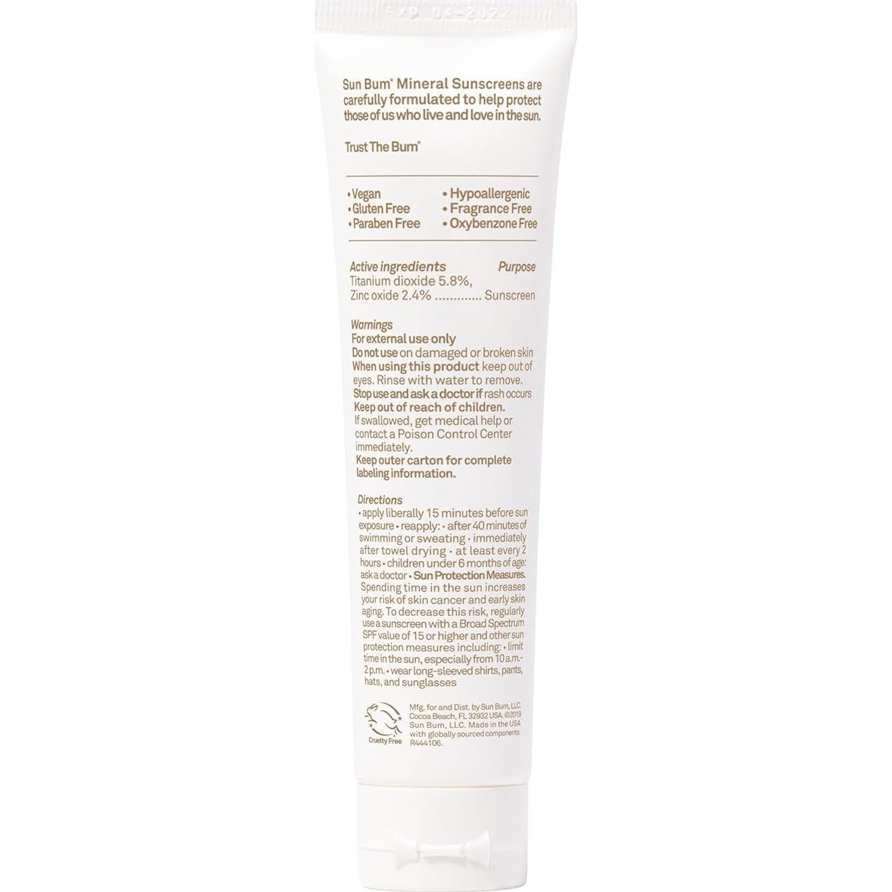 Protector Solar Facial Mineral SPF 30 Tinte Sun Bum 48.2g