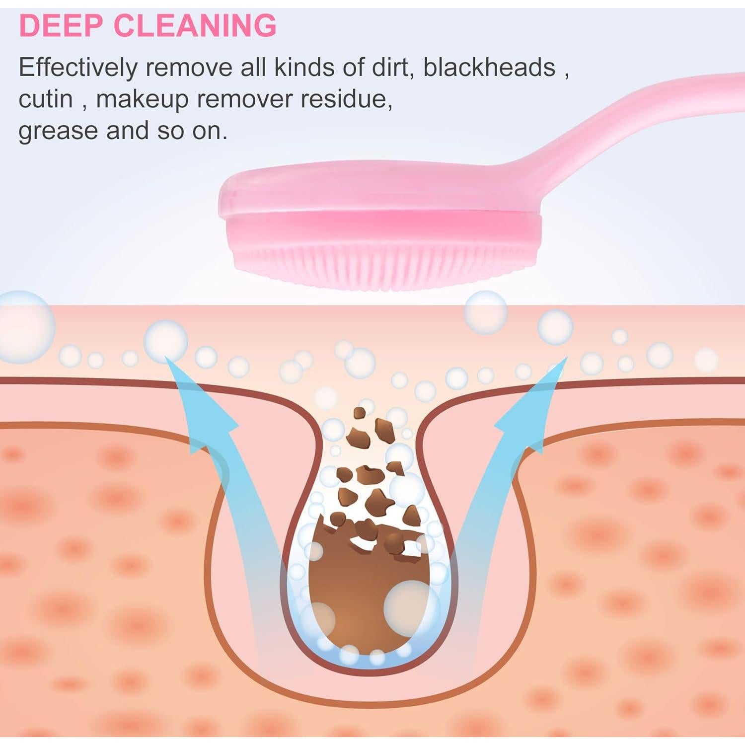 3 Limpiadores Faciales de Silicona HINZIC - Rosa, Exfoliantes