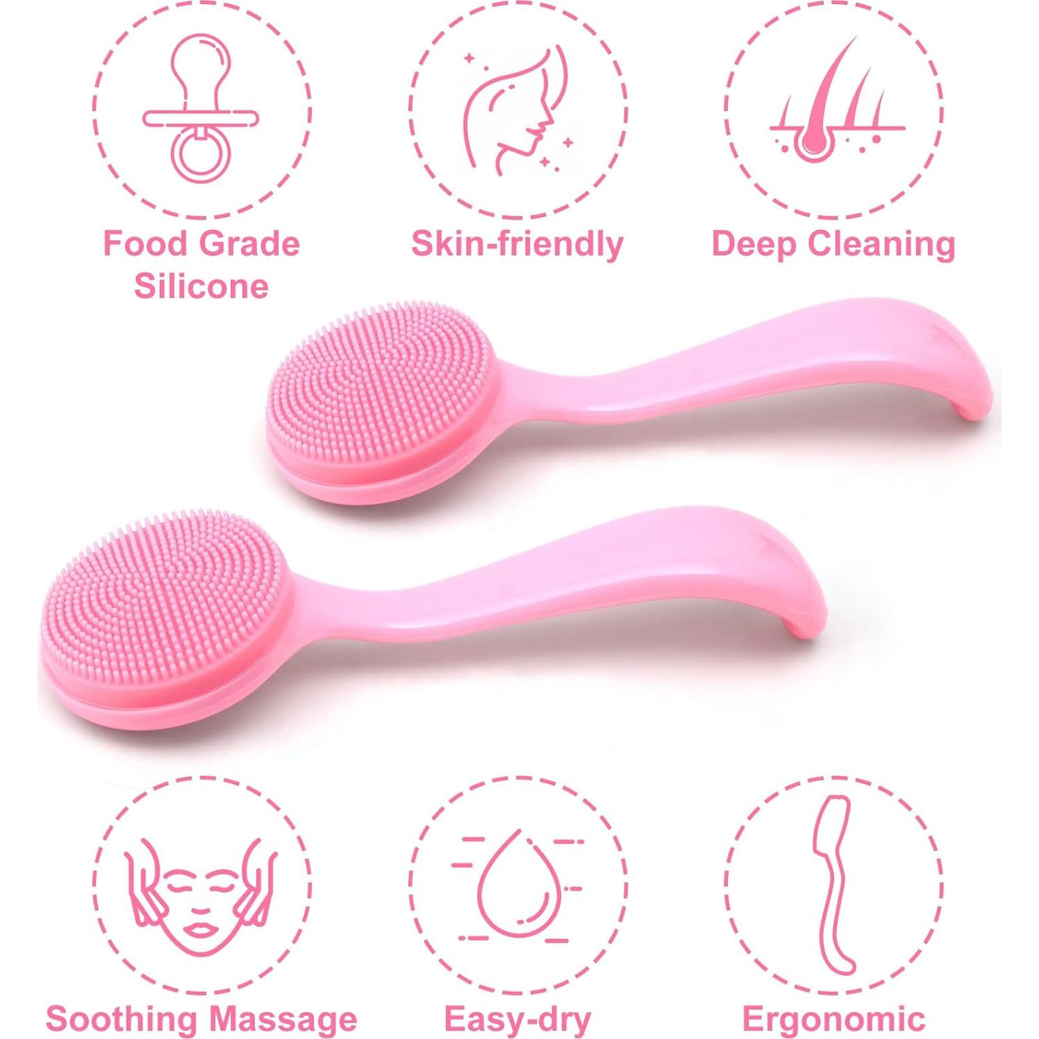 3 Limpiadores Faciales de Silicona HINZIC - Rosa, Exfoliantes