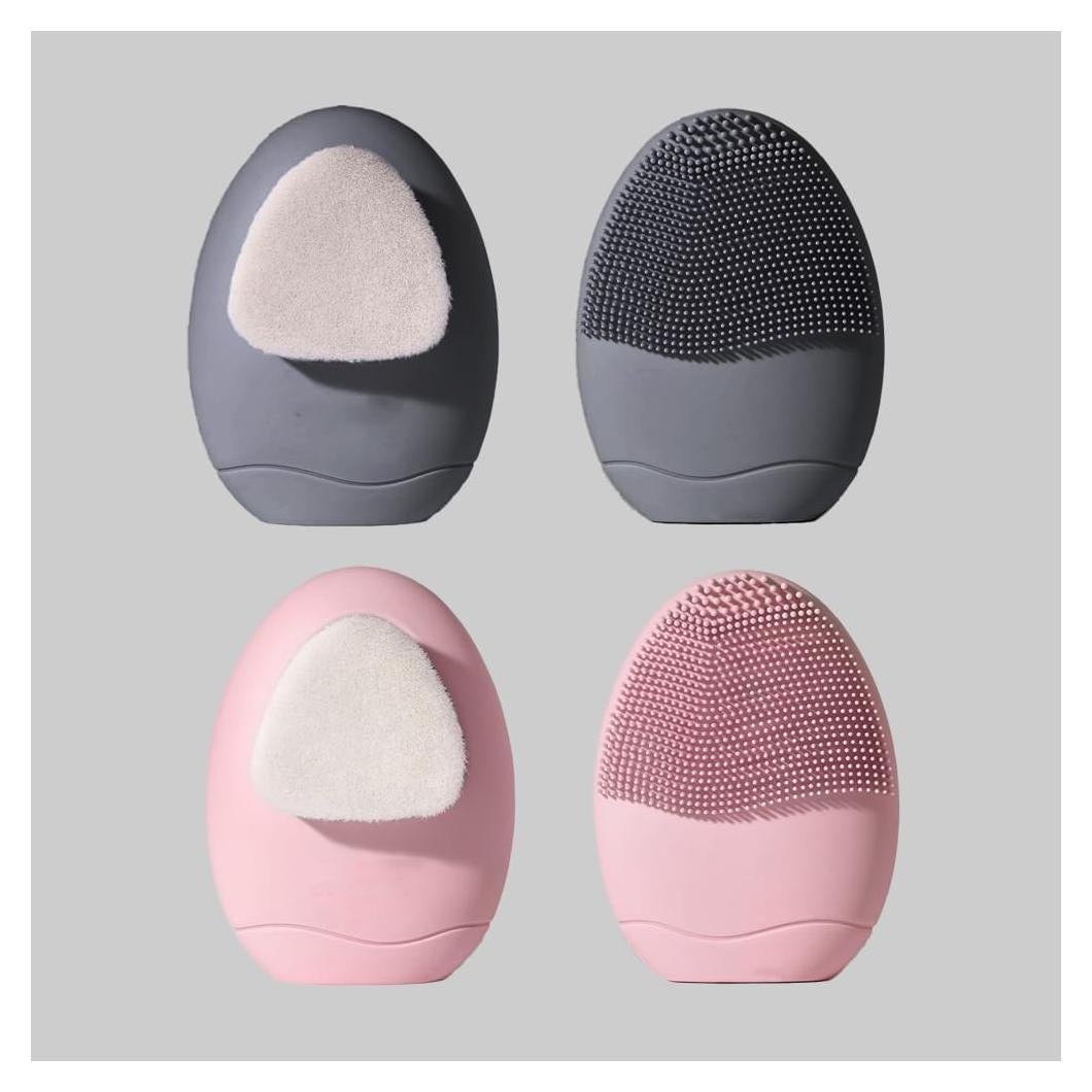 Exfoliadores de Silicona Aphlos 2PCS para Cara - Rosa y Gris