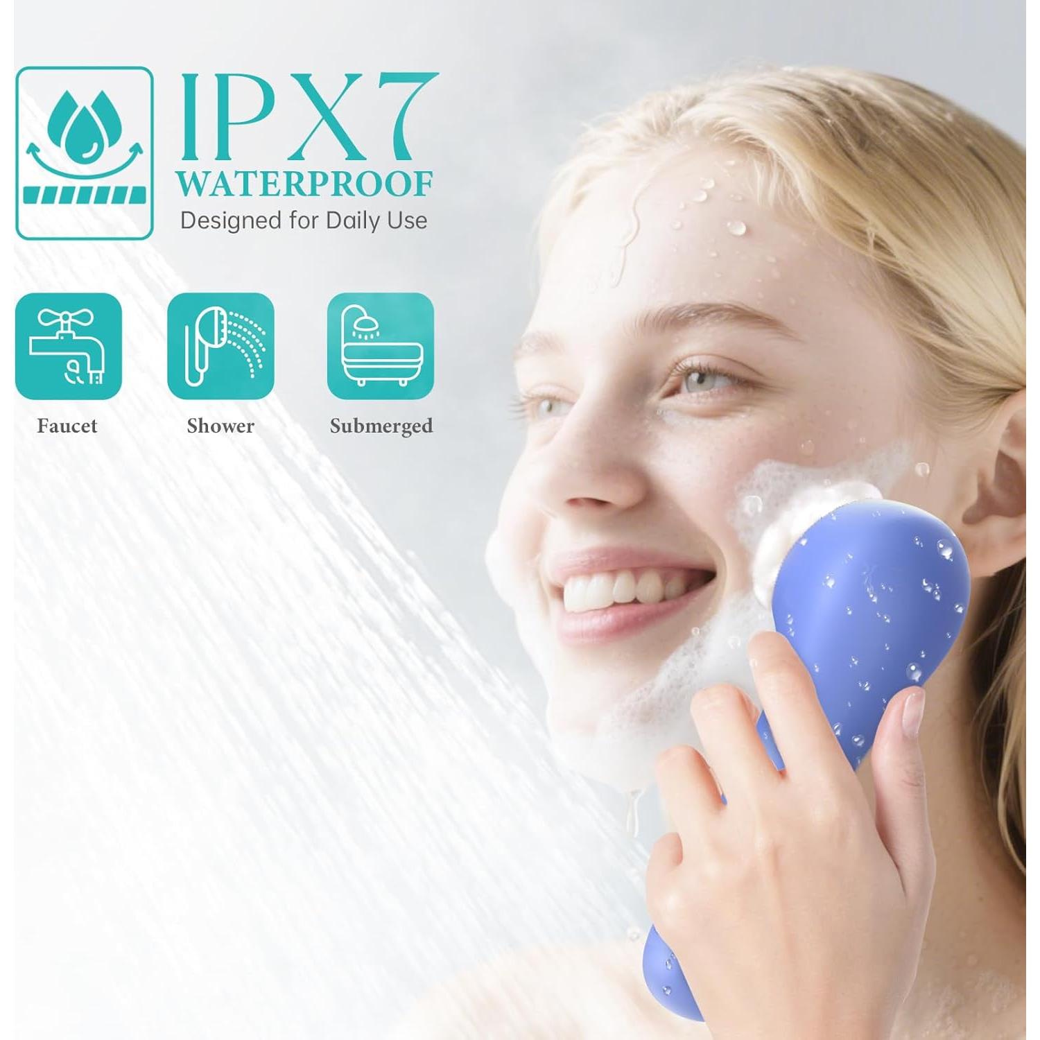 Cepillo Facial Eléctrico Naturwick Azul con Rotación 360° y Vibración