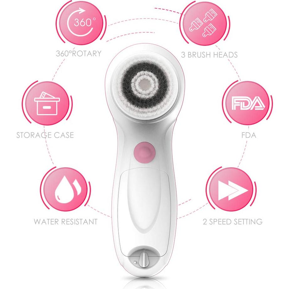 Cepillo Facial Eléctrico TOUCHBeauty con 3 Cabezas y Estuche