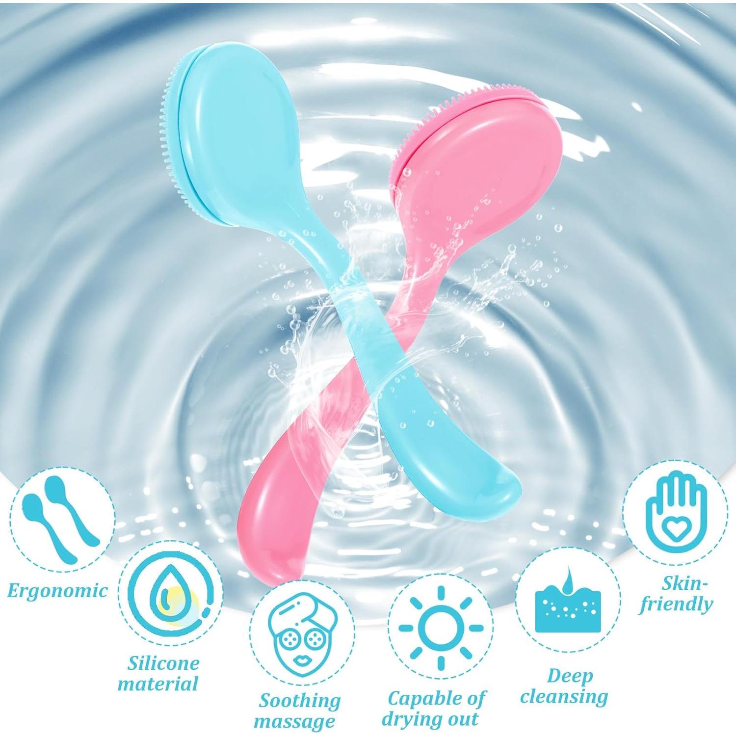 Paquete de 2 Cepillos Faciales de Silicona Tweruna 18x10cm