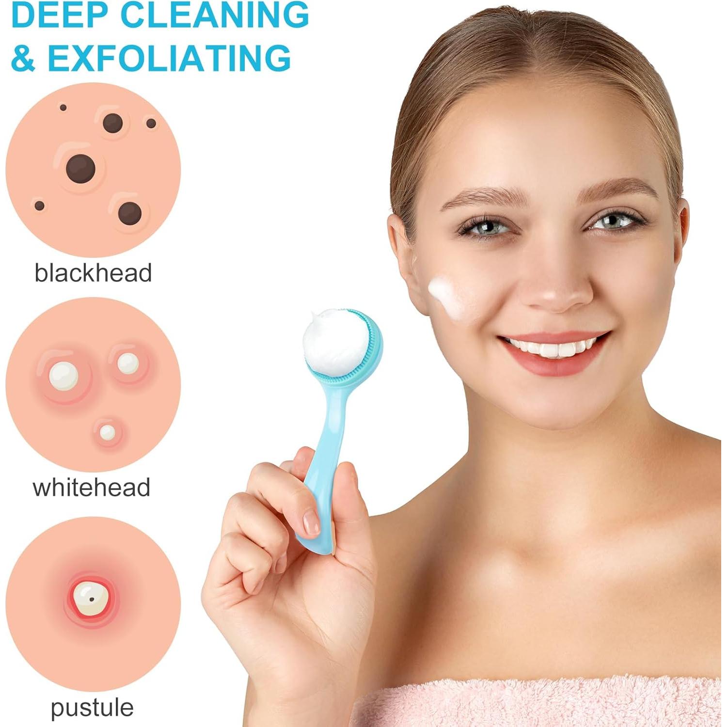 Limpiador Facial Manual de Silicona HINZIC 3 Piezas Azul