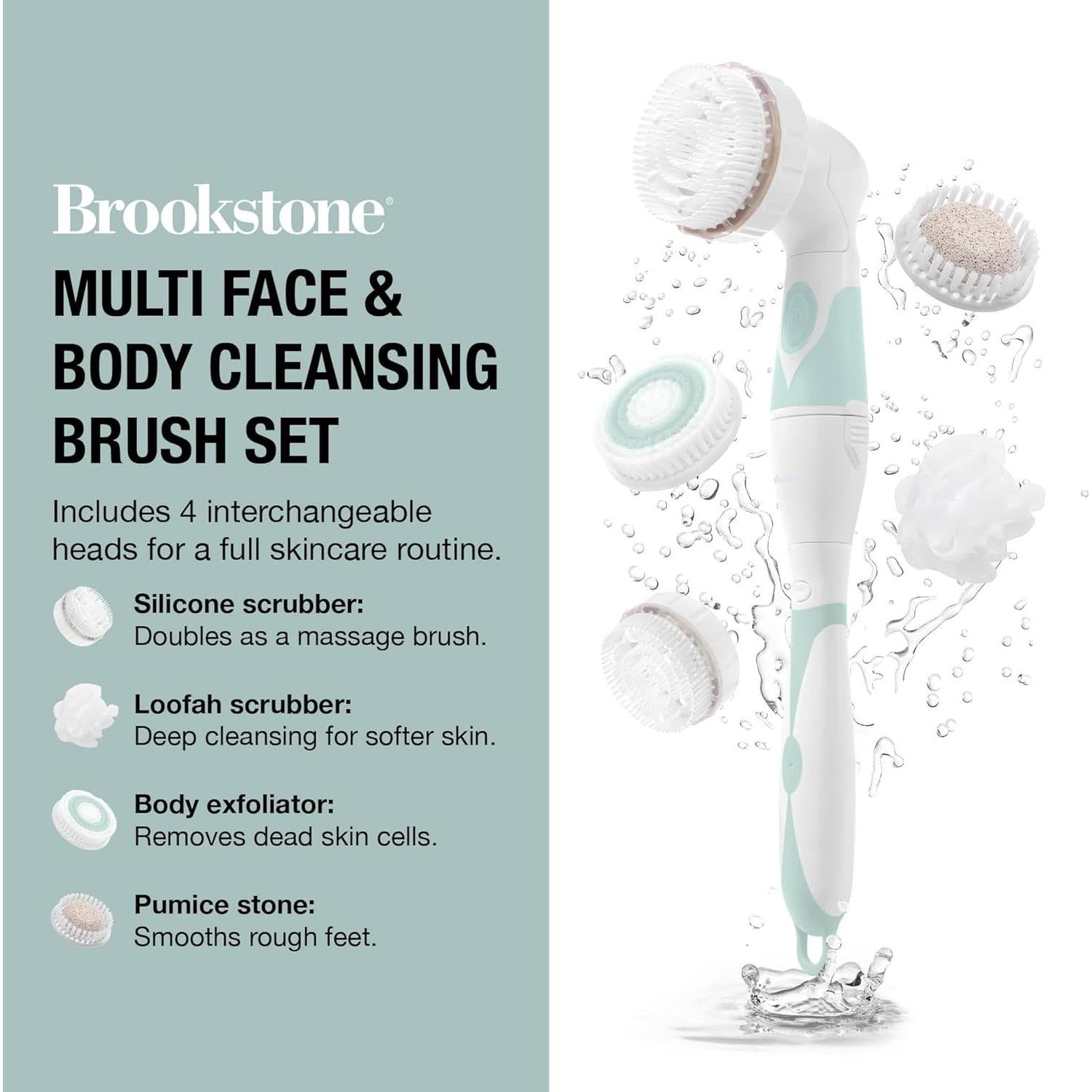 Juego de cepillos de limpieza Brookstone | 4 cabezales intercambiables | Diseño impermeable