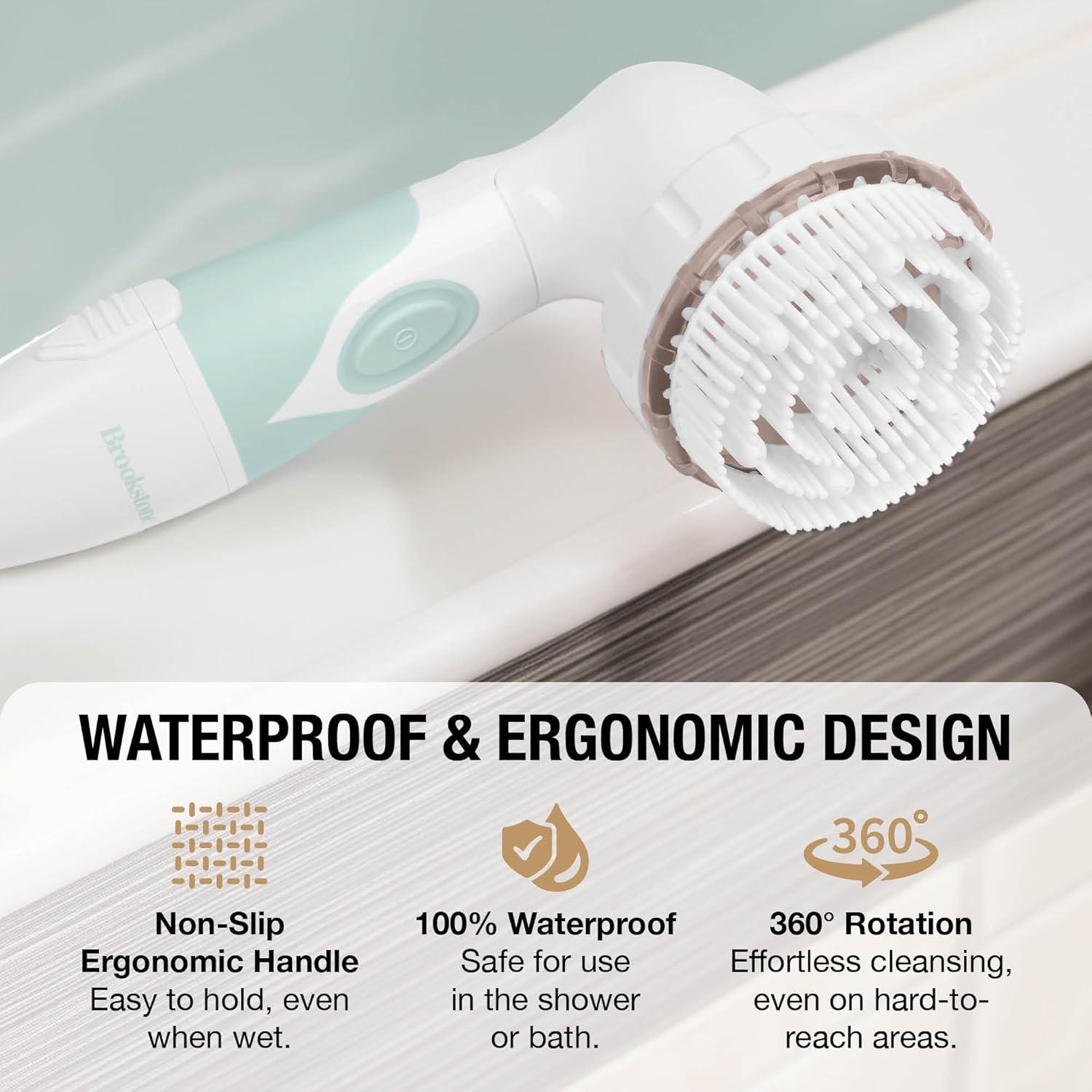 Juego de cepillos de limpieza Brookstone | 4 cabezales intercambiables | Diseño impermeable