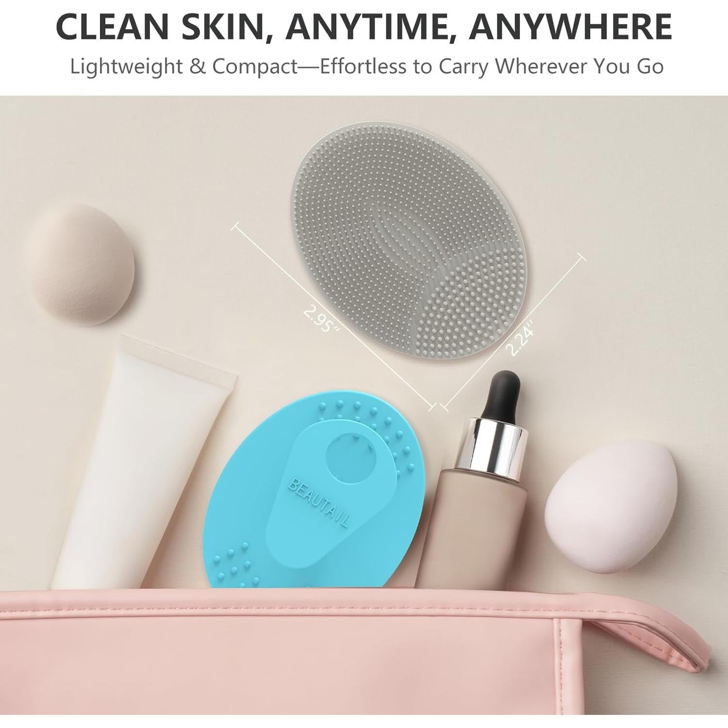 Paquete de 4 cepillos faciales BEAUTAIL de silicona para limpieza