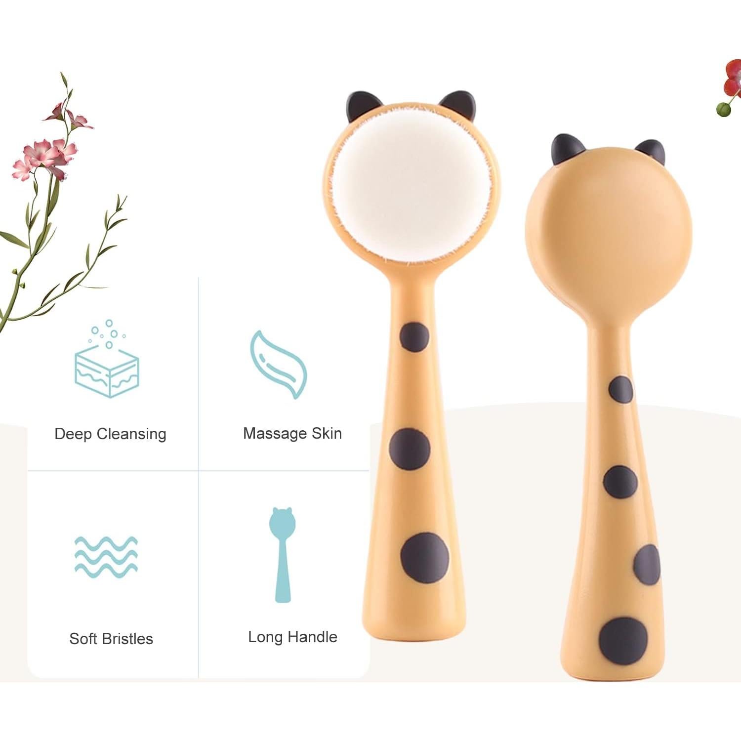 Cepillo Facial Hysotok F-001 con Cerdas Suaves y Mango Leopardo