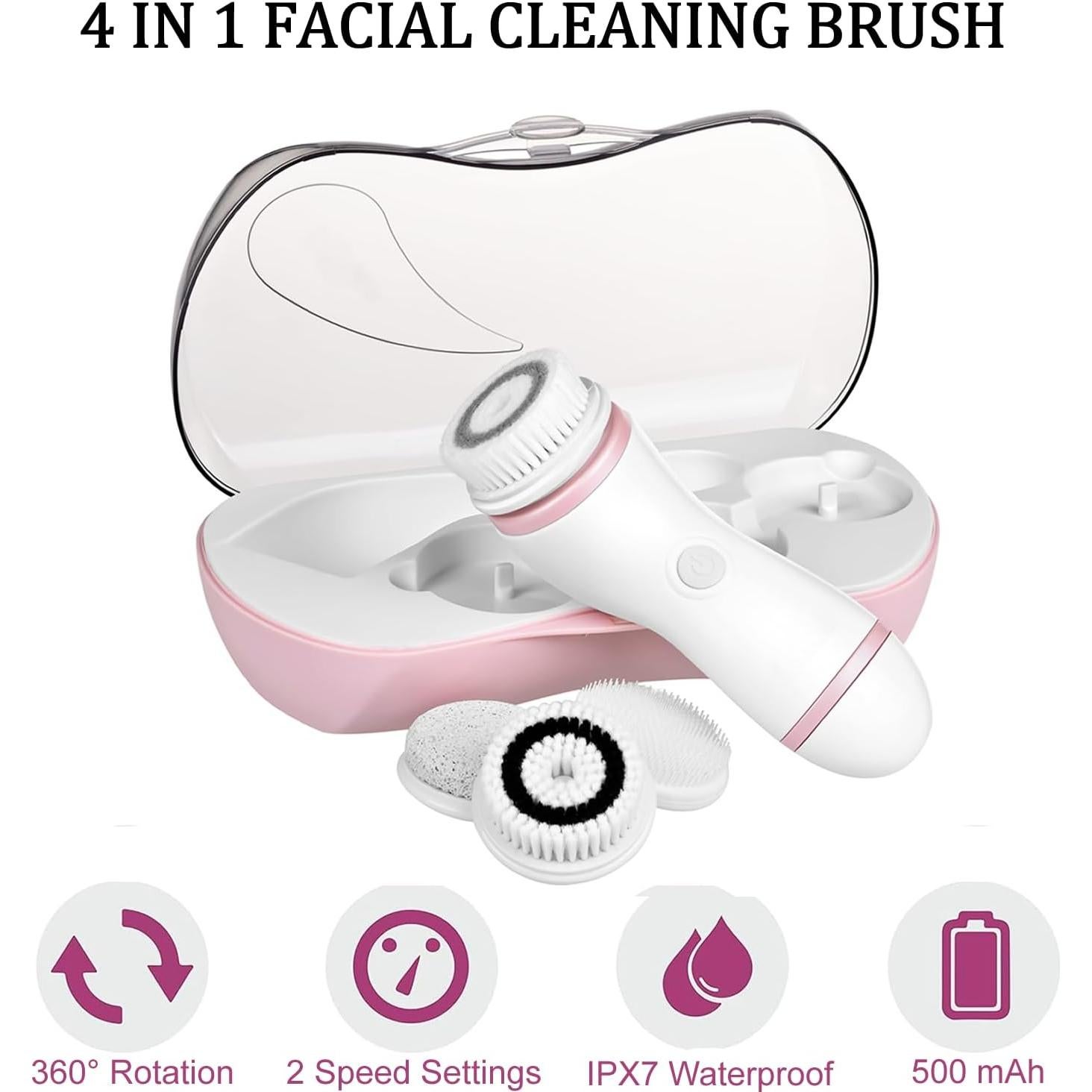 Cepillo Facial Eléctrico DotPet WL-8266 Rosa 4 en 1 Impermeable