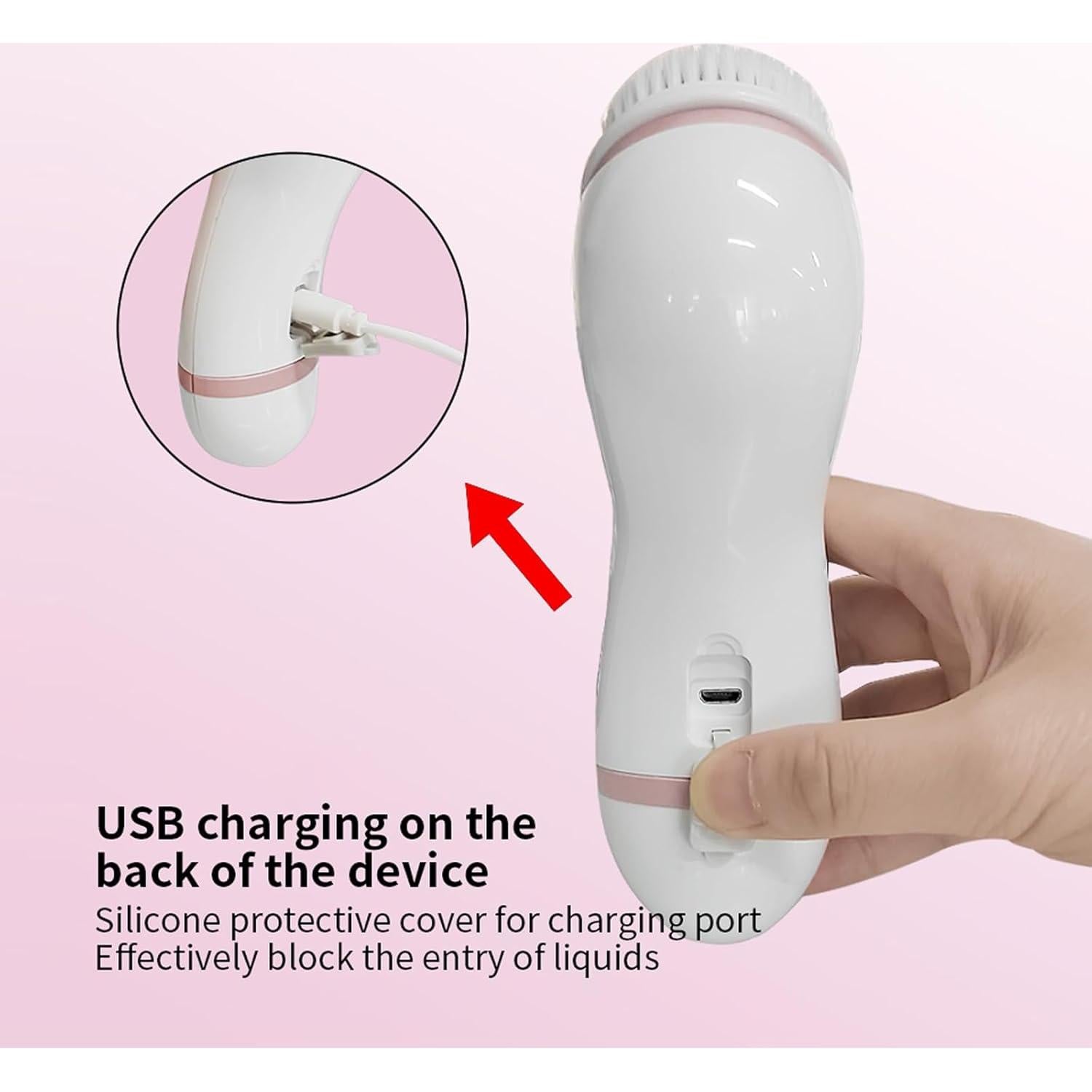 Cepillo Facial Eléctrico DotPet WL-8266 Rosa 4 en 1 Impermeable