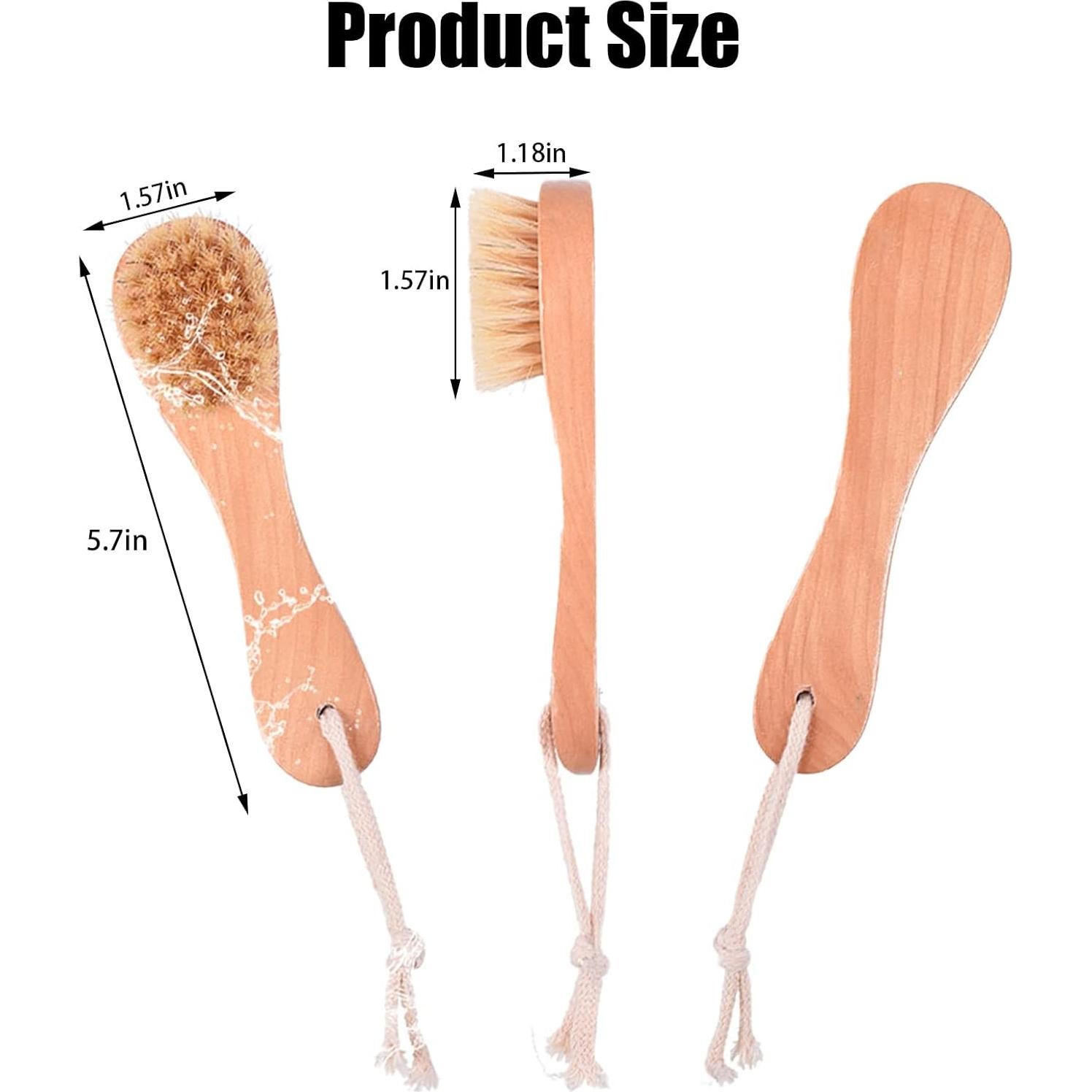 6 Cepillos Exfoliantes Faciales de Madera con Cerdas Naturales
