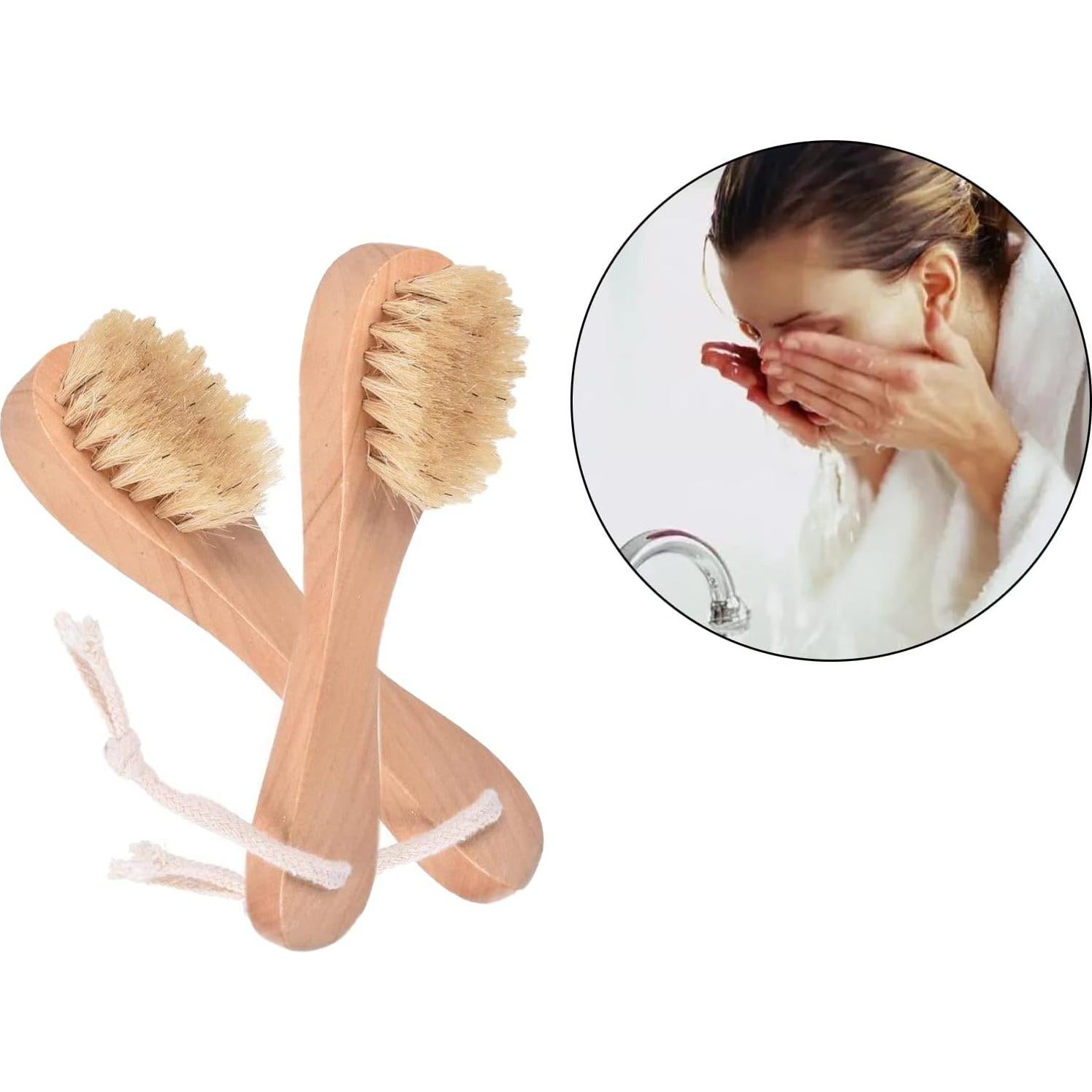 6 Cepillos Exfoliantes Faciales de Madera con Cerdas Naturales