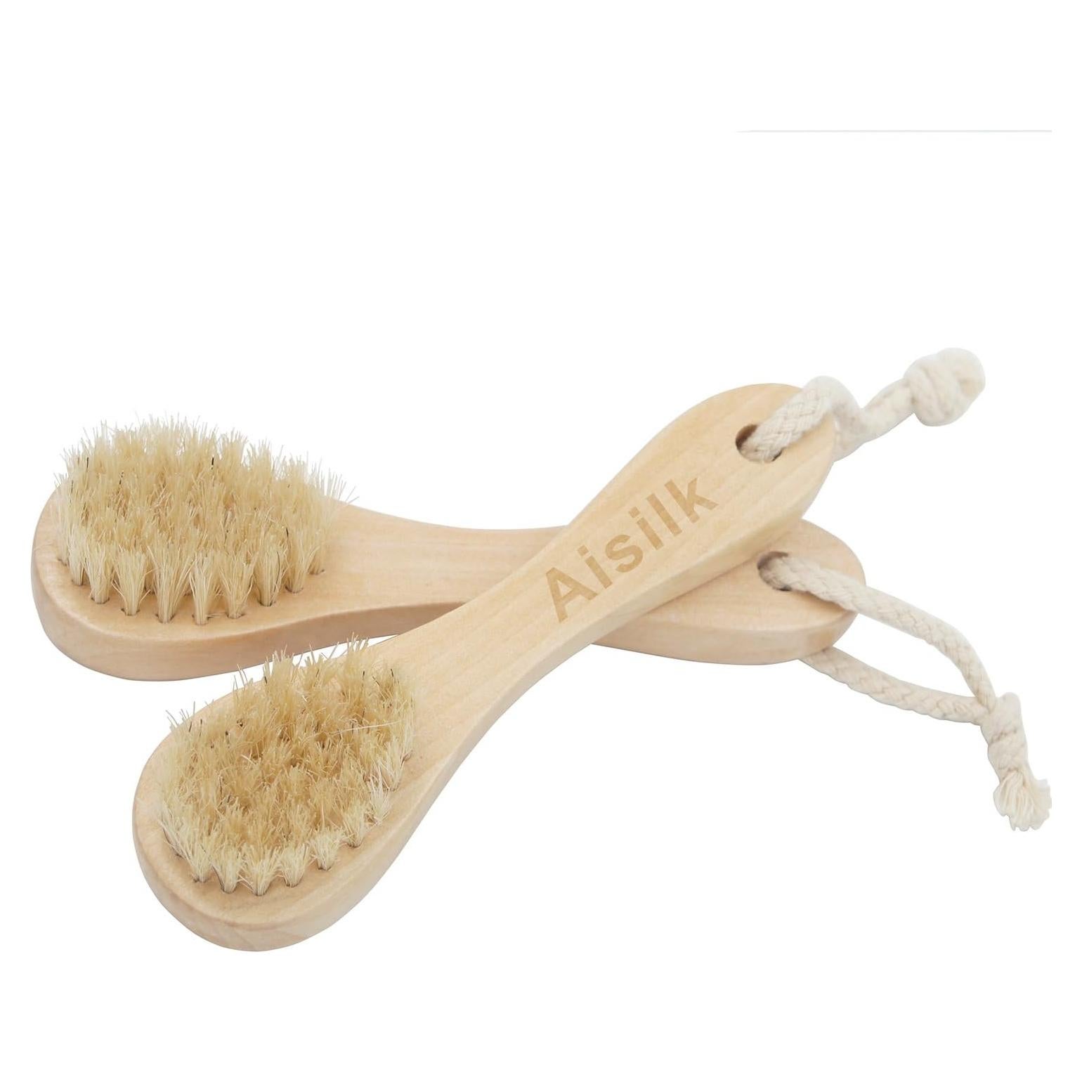 Cepillo Facial Aisilk de Madera con Cerdas Naturales - Paquete de 2