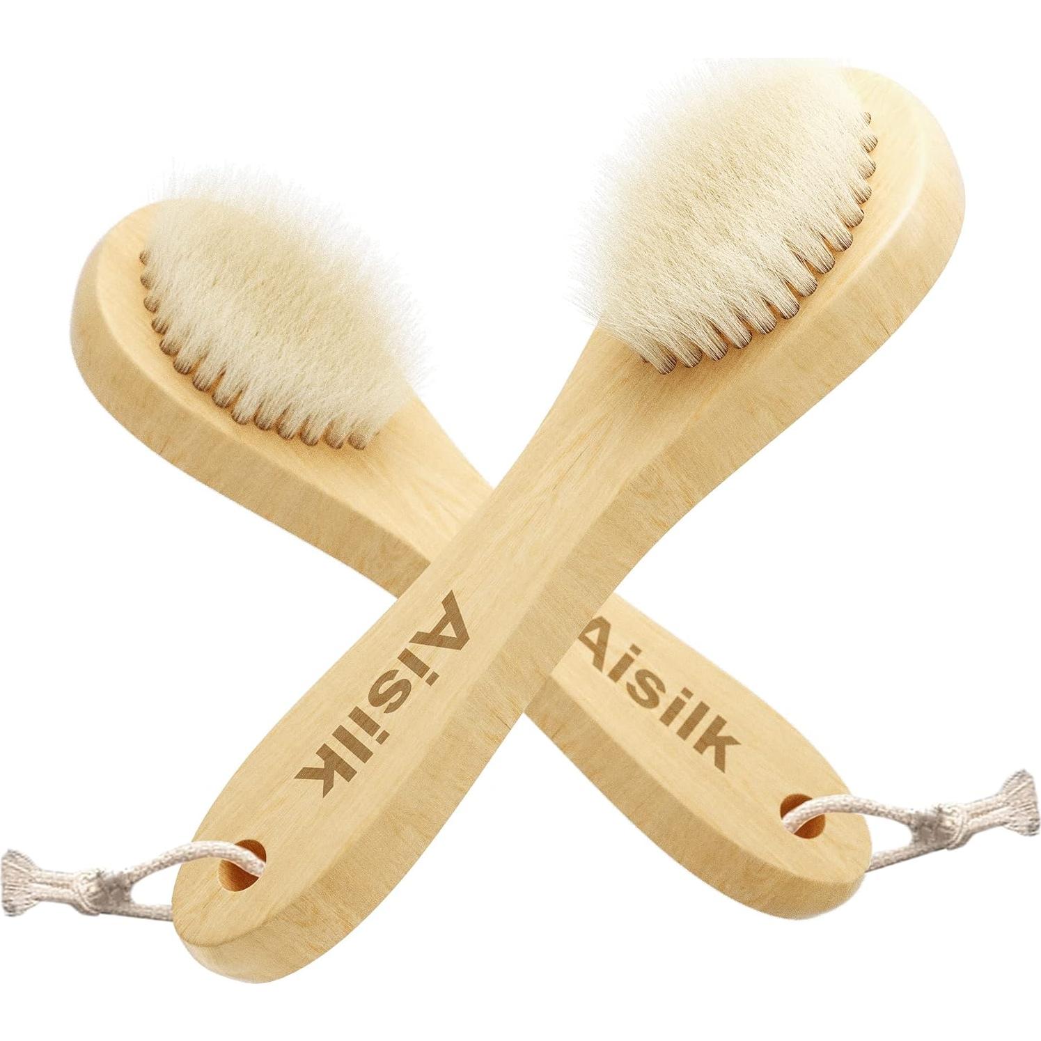Cepillo Facial Aisilk de Madera con Cerdas Naturales - Paquete de 2