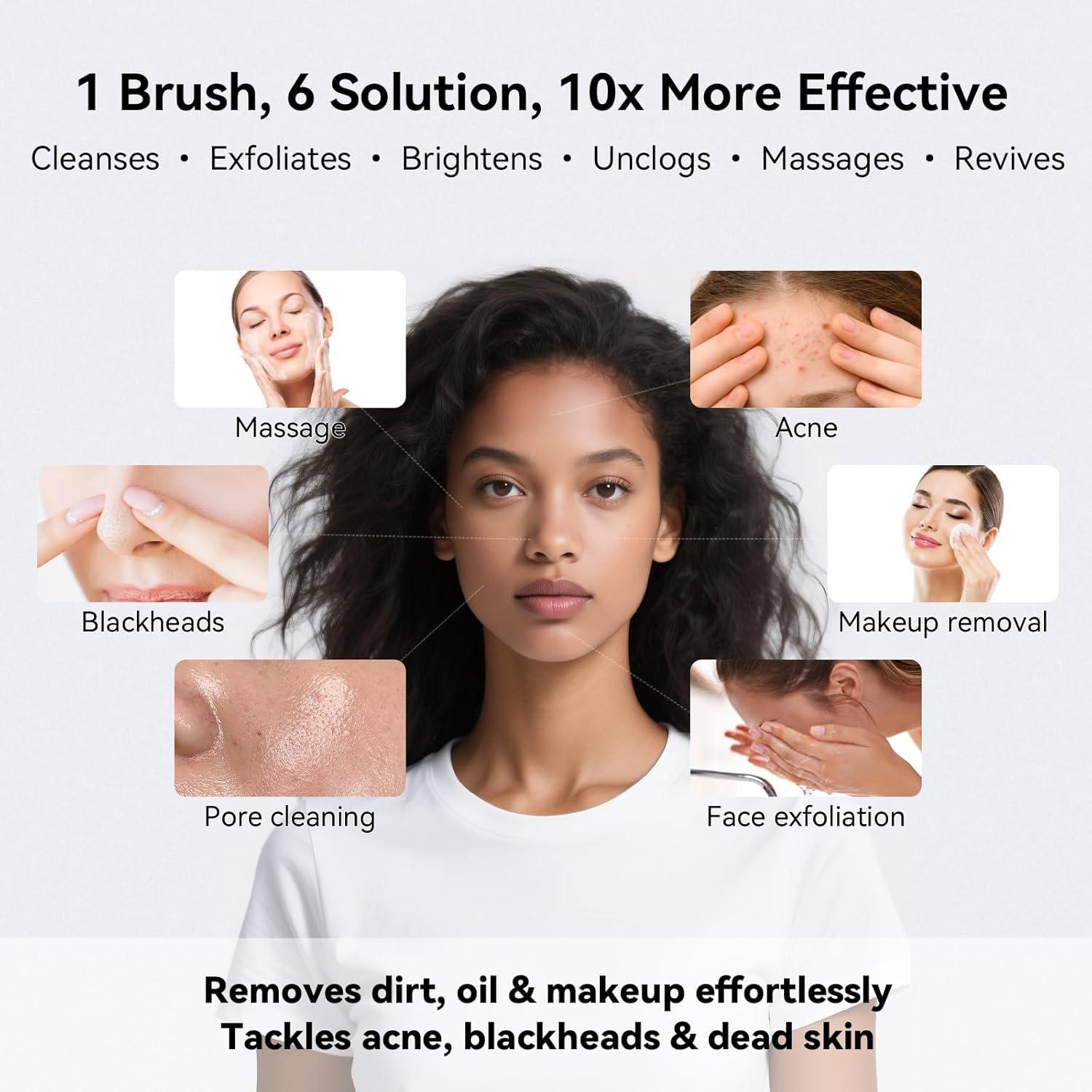 Cepillo Facial Eléctrico PURTIF FCB12 - Exfoliador Silicona 3 Velocidades