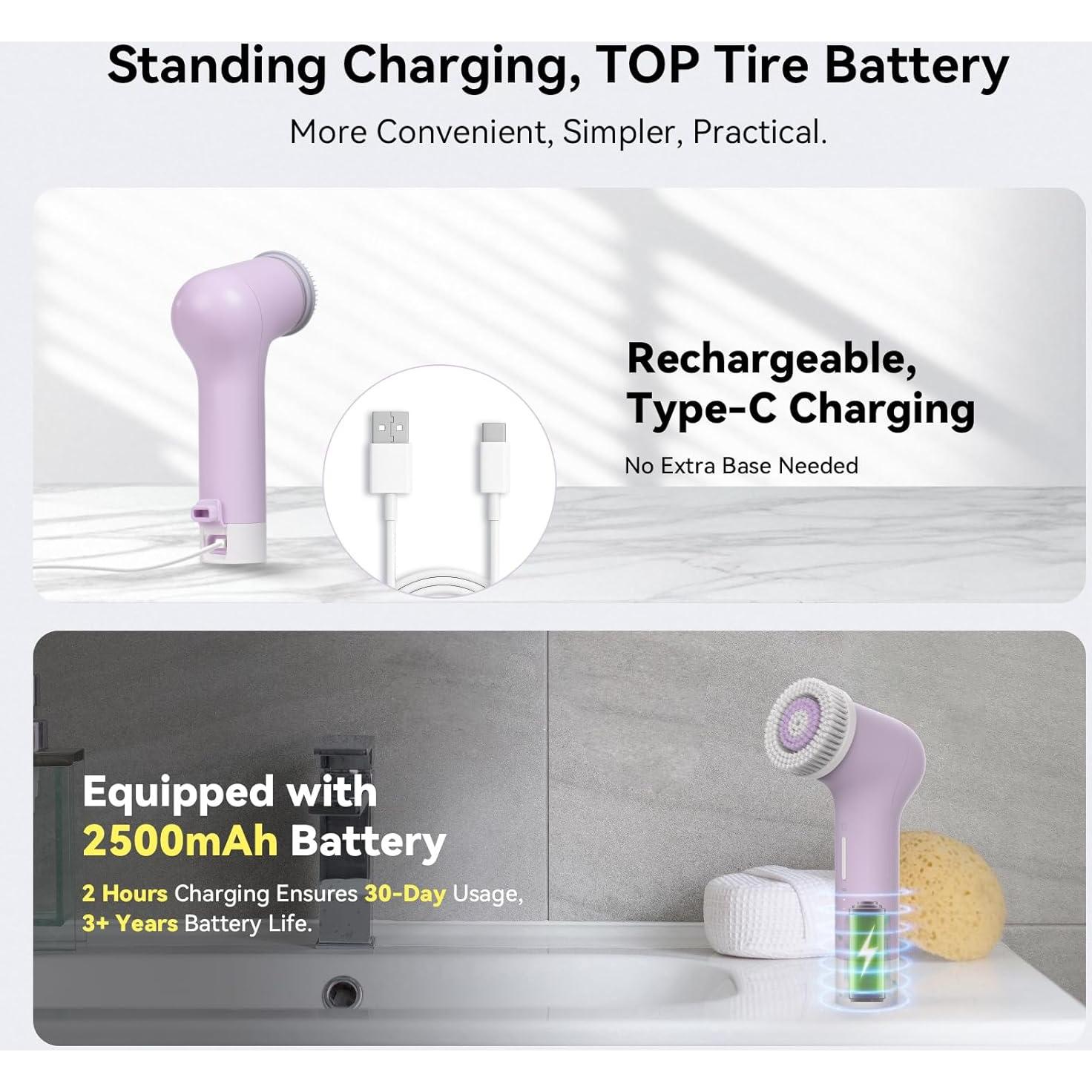 Cepillo Facial Eléctrico PURTIF FCB12 - Exfoliador Silicona 3 Velocidades