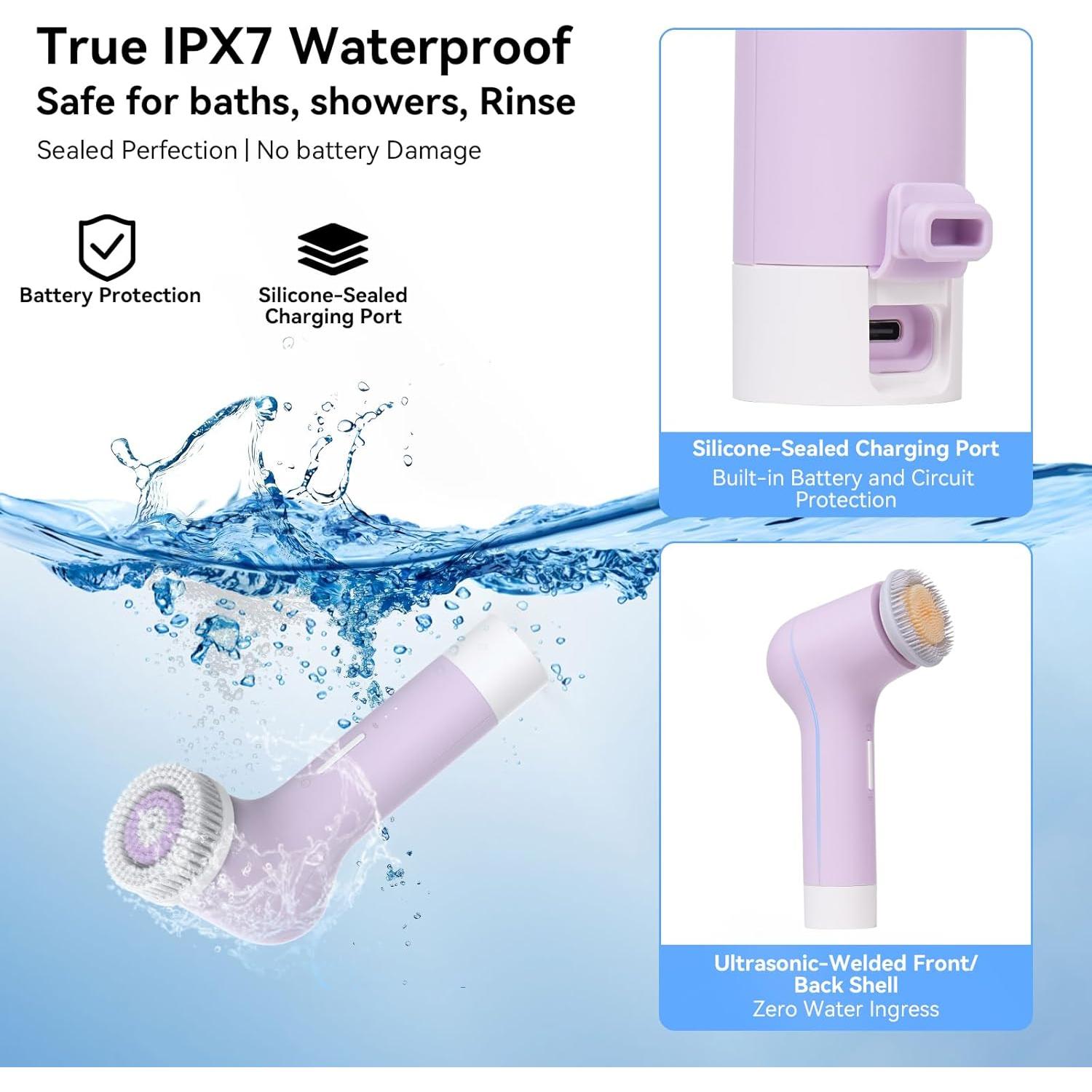 Cepillo Facial Eléctrico PURTIF FCB12 - Exfoliador Silicona 3 Velocidades