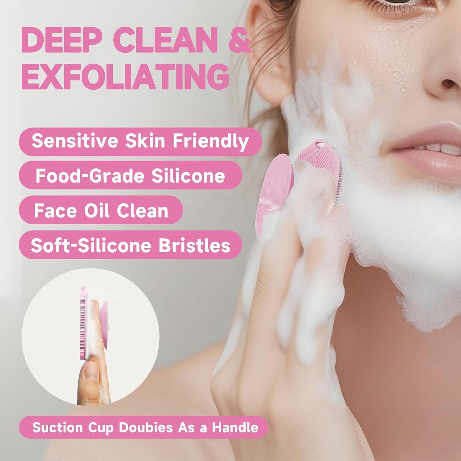 Limpiador Facial de Silicona ARIOSOX 2 PCS Rosa - Exfoliador Suave