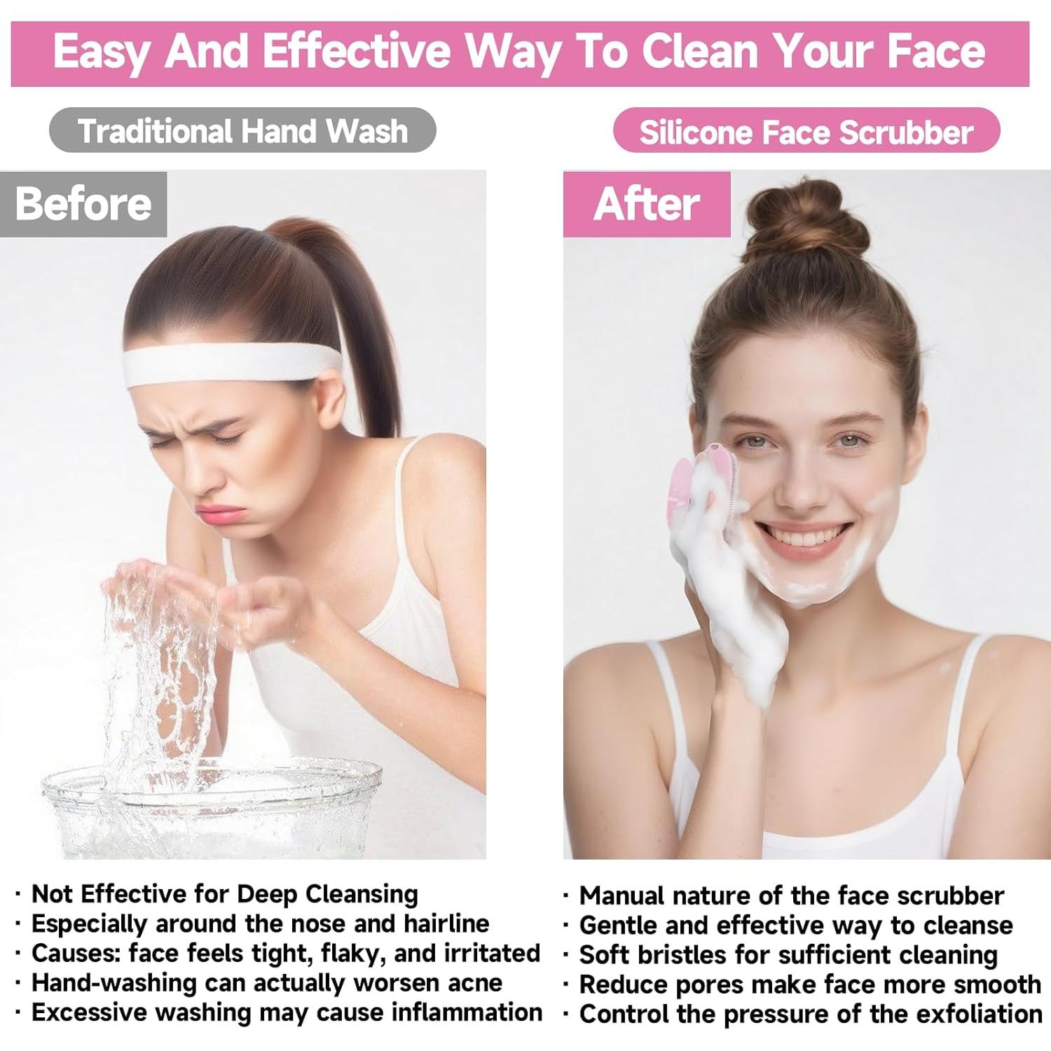 Limpiador Facial de Silicona ARIOSOX 2 PCS Rosa - Exfoliador Suave