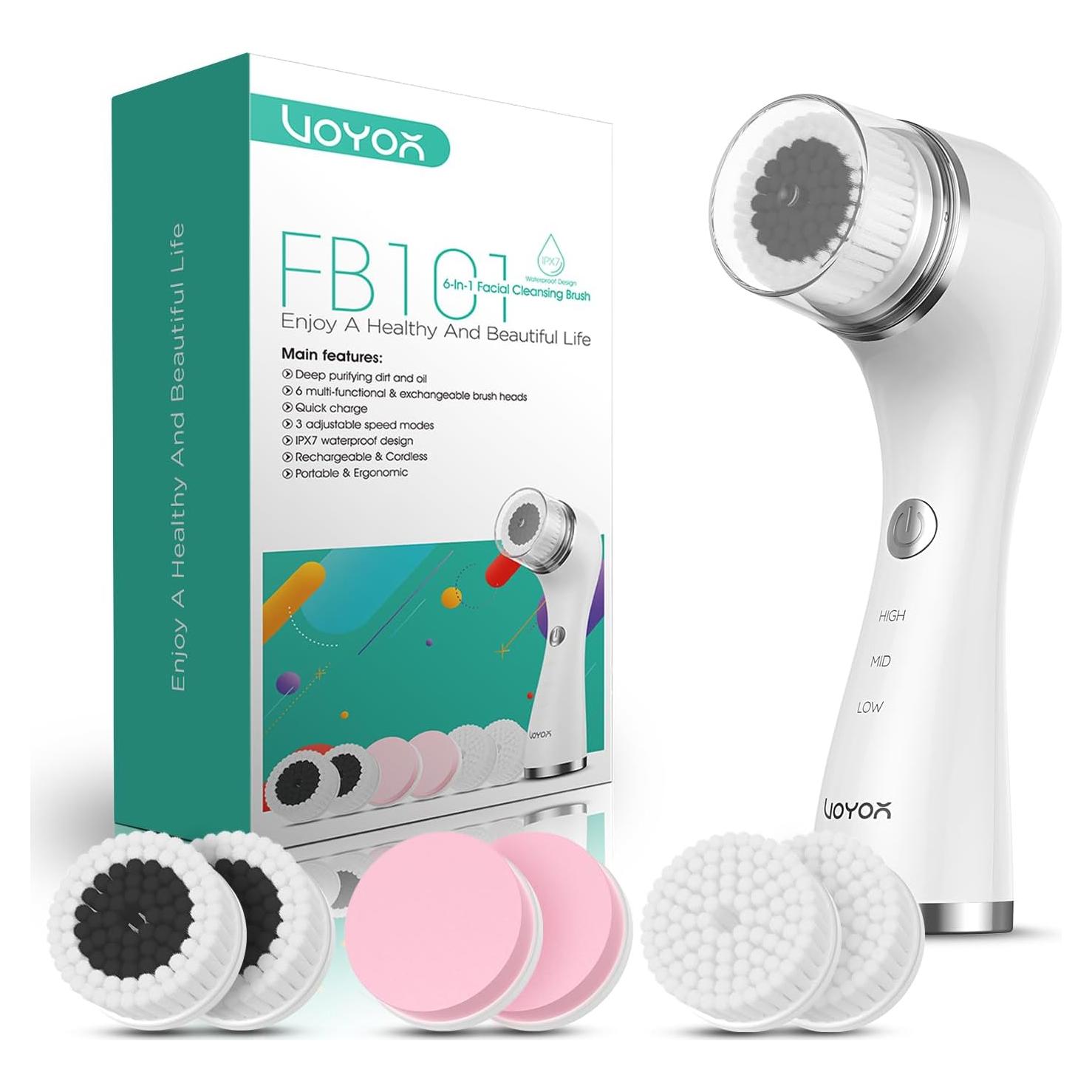 Cepillo Facial Eléctrico VOYOR FB101 6 en 1 IPX7 Exfoliante