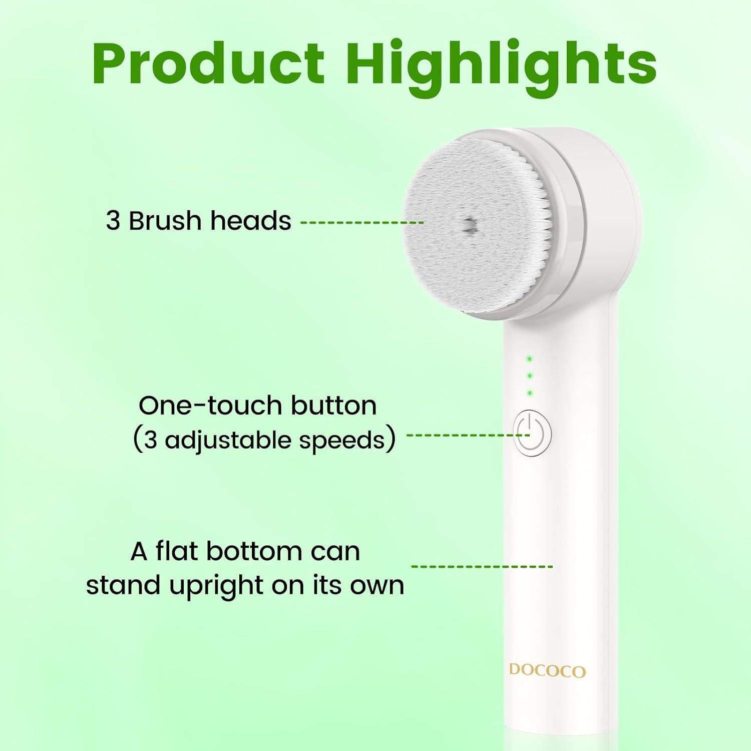 Cepillo Facial Eléctrico DOCOCO 1020B Recargable 3 Velocidades