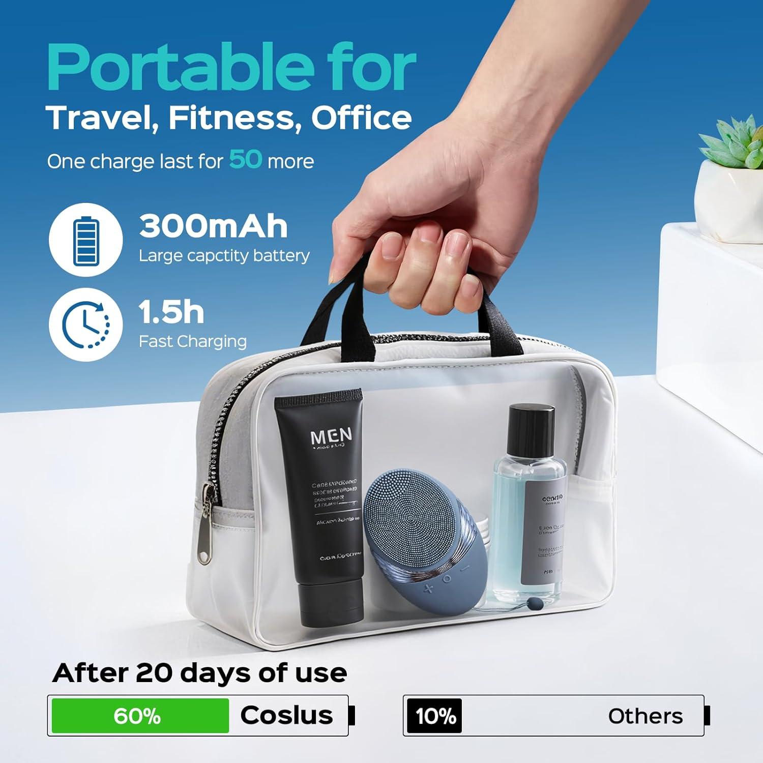 Exfoliador Facial COSLUS para Hombres - 5 Modos, Impermeable, Azul