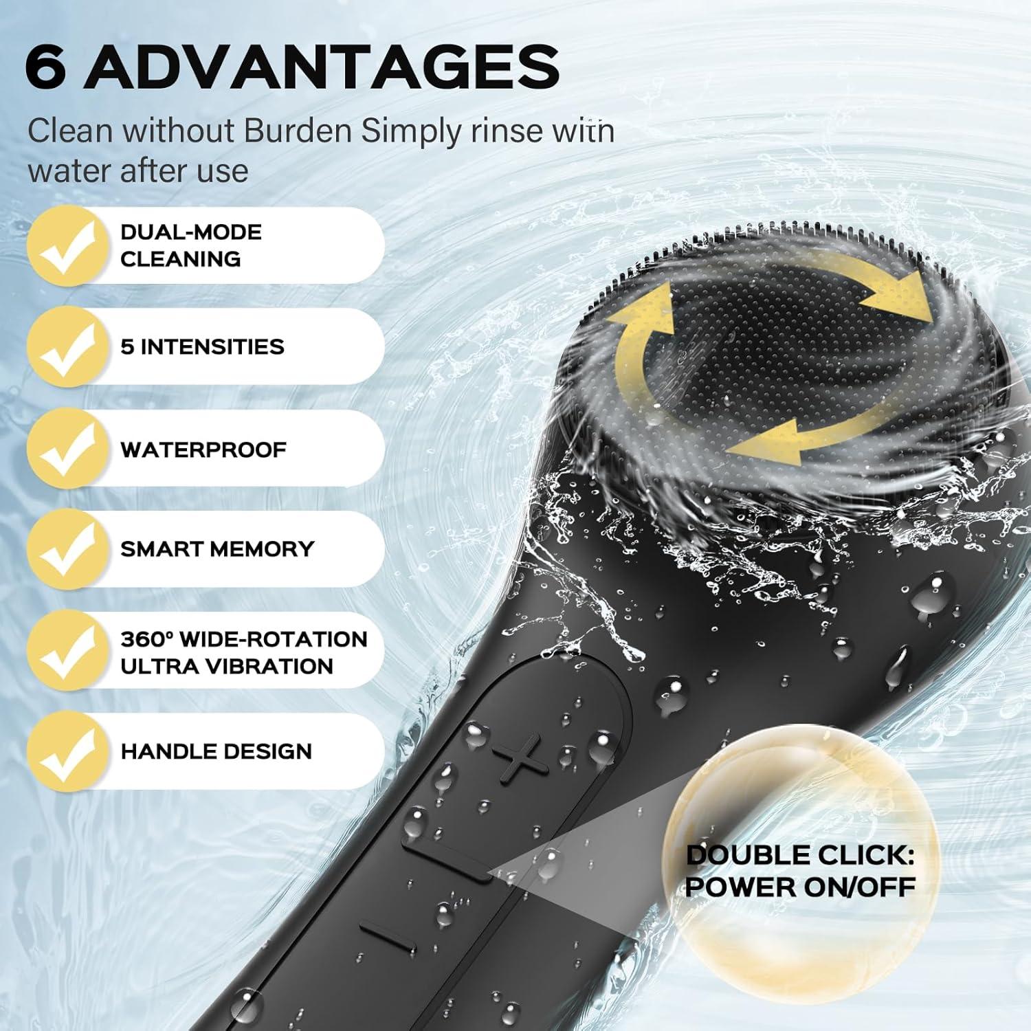 Cepillo Facial Eléctrico Kikono RAFALE FC5S 2 en 1 Impermeable