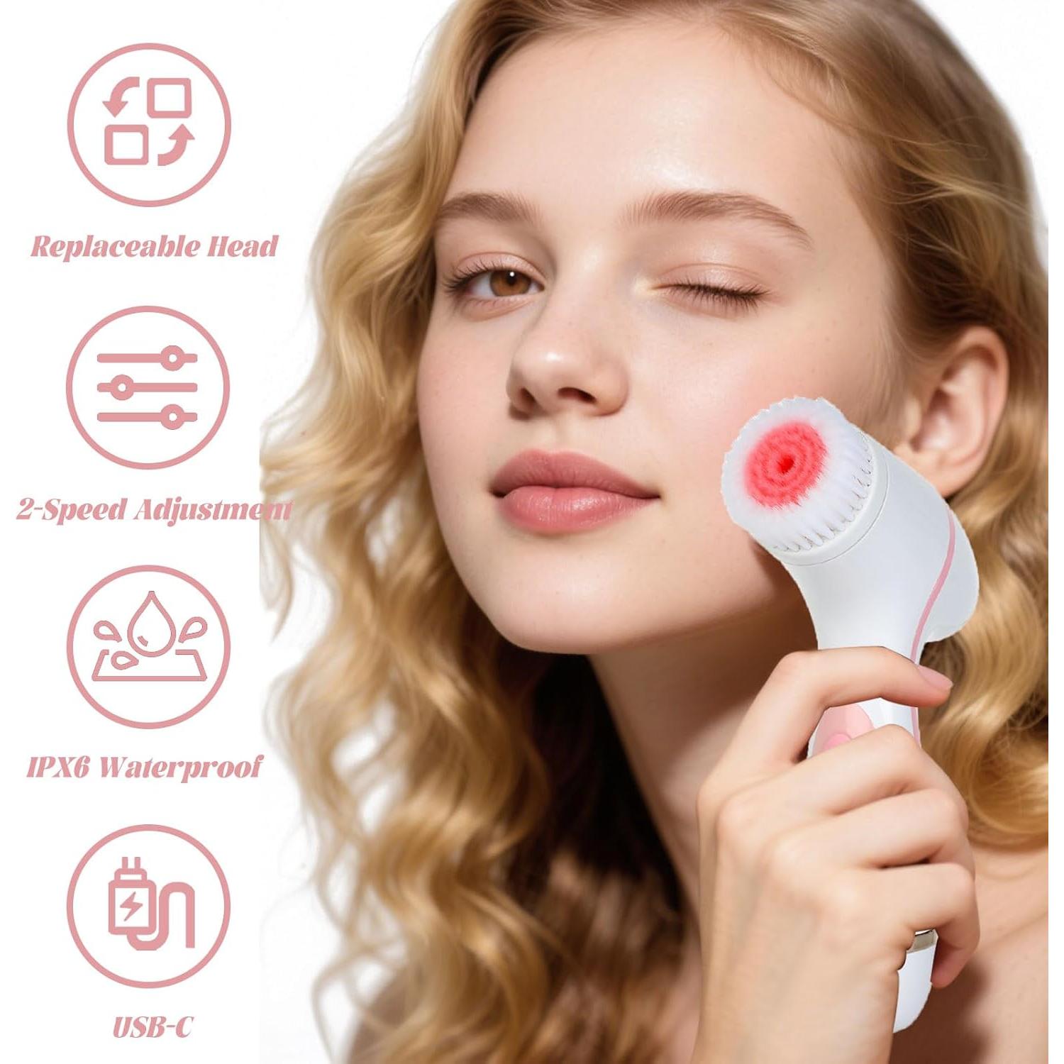 Cepillo Facial Wrewing XLDS03 3 en 1 Impermeable Rosa