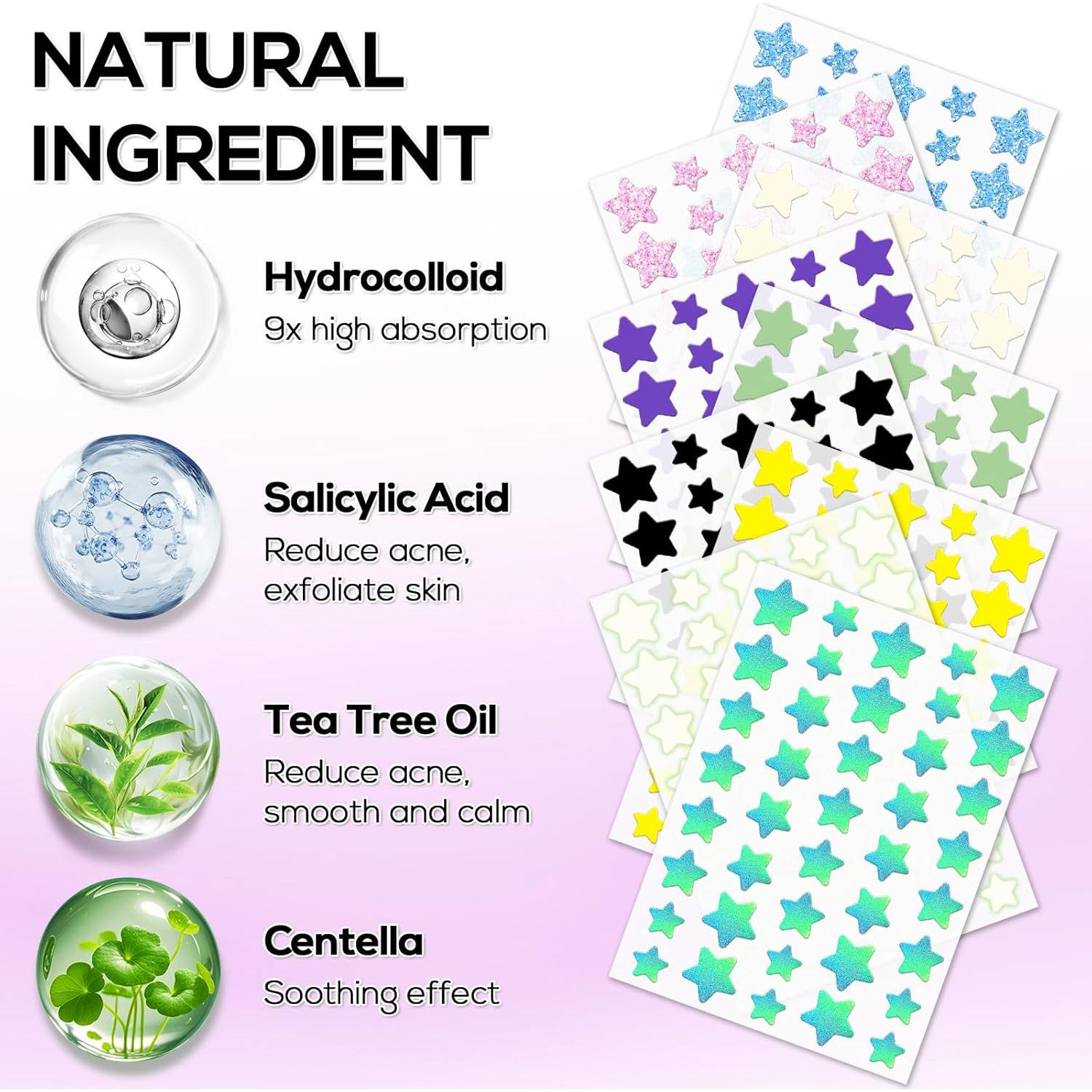 Parche Hidrocoloide para Acné Star 360 VOZRO - 10mm, 12mm, 14mm