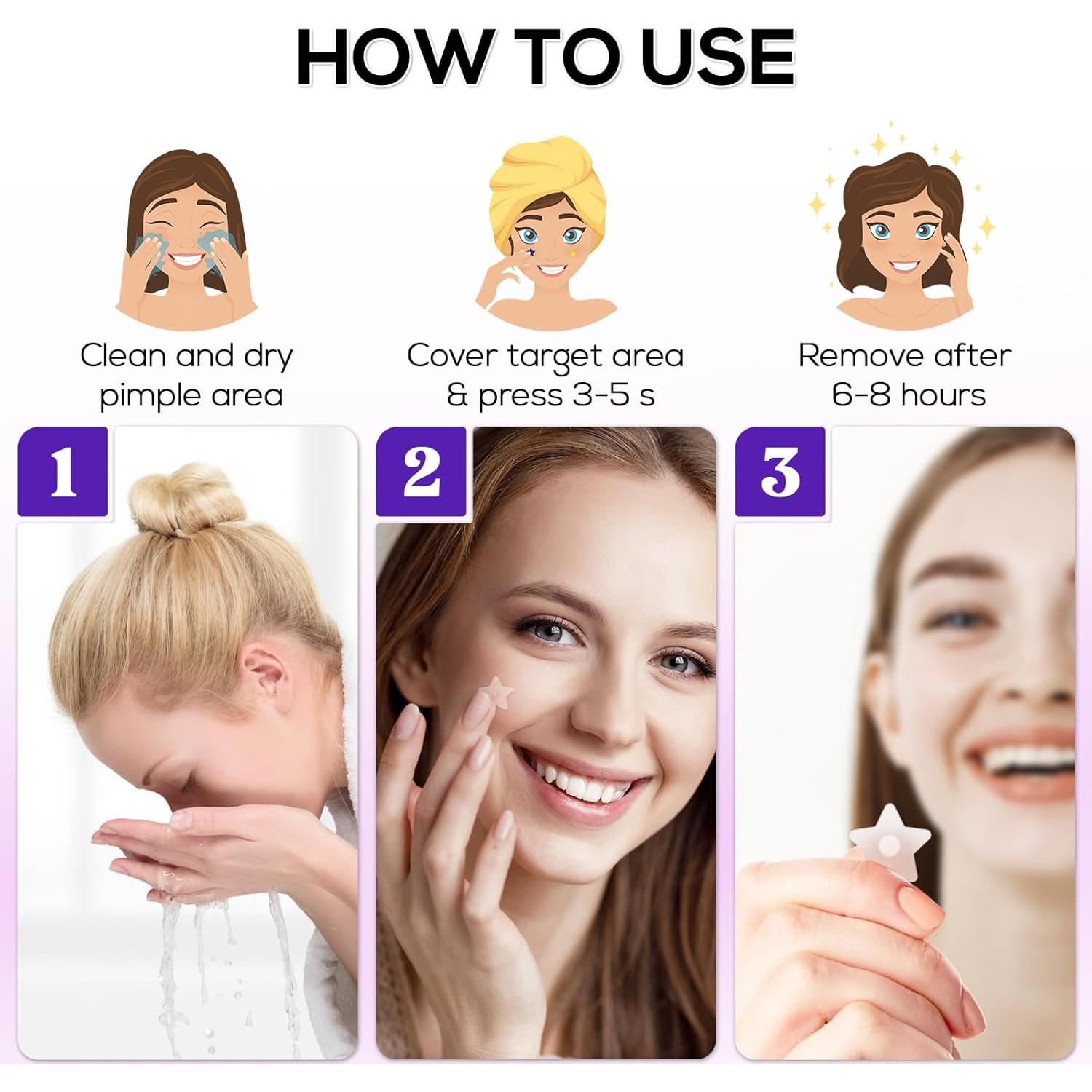 Parche Hidrocoloide para Acné Star 360 VOZRO - 10mm, 12mm, 14mm