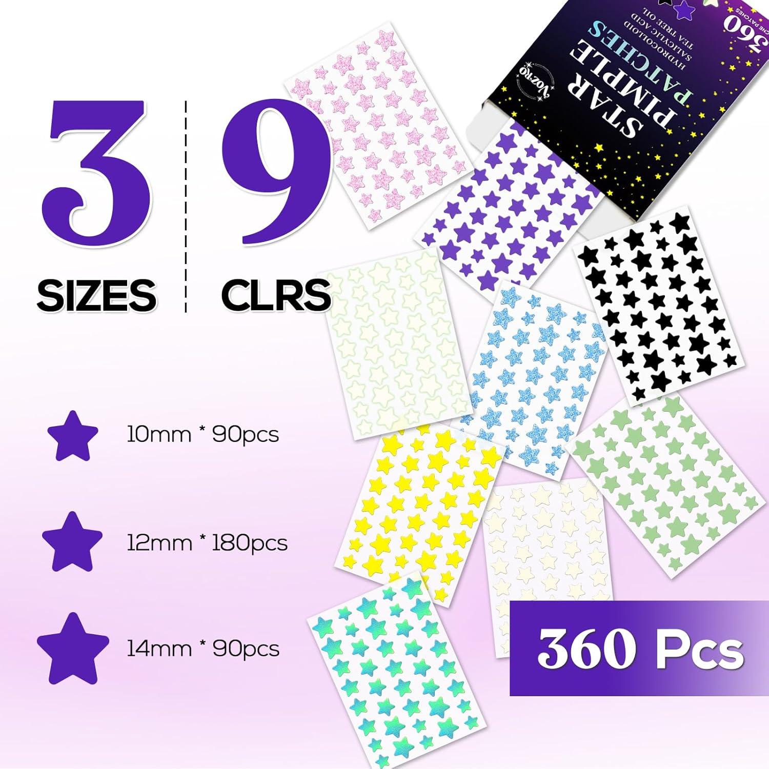 Parche Hidrocoloide para Acné Star 360 VOZRO - 10mm, 12mm, 14mm