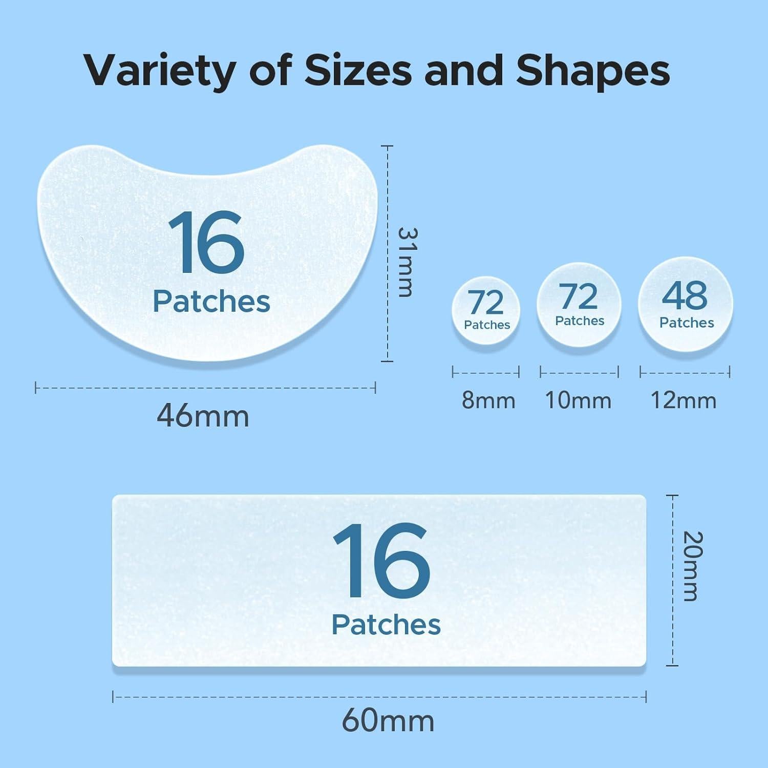 Parches para Granos LitBear - 224 Piezas, 5 Tamaños, Hidrocoloide