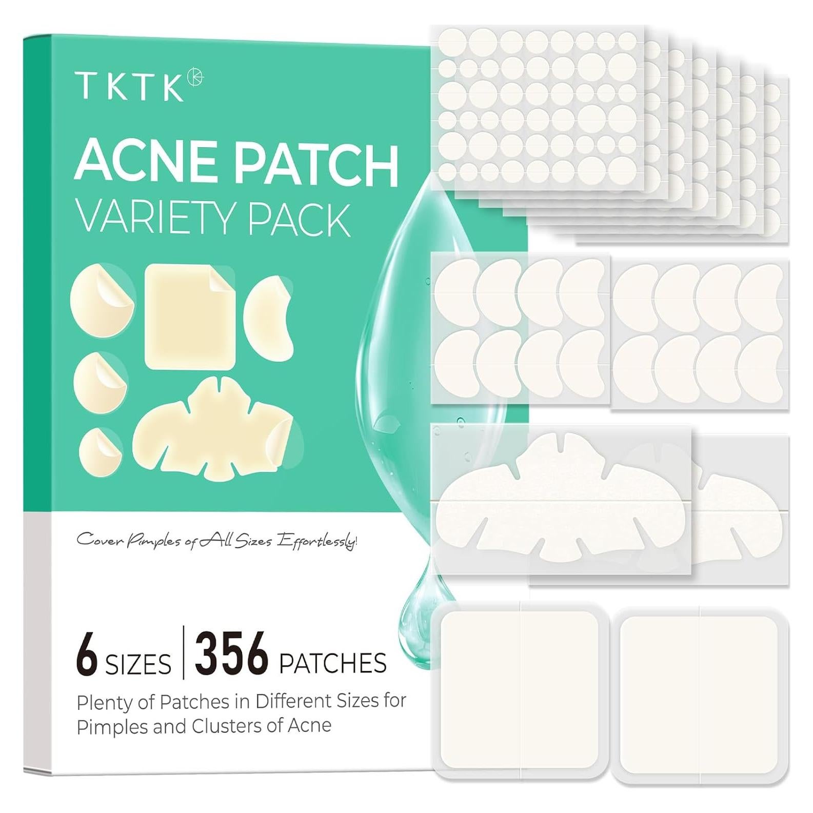 Parches para Acné TKTK Hidrocoloide 356 Unidades 6 Tamaños