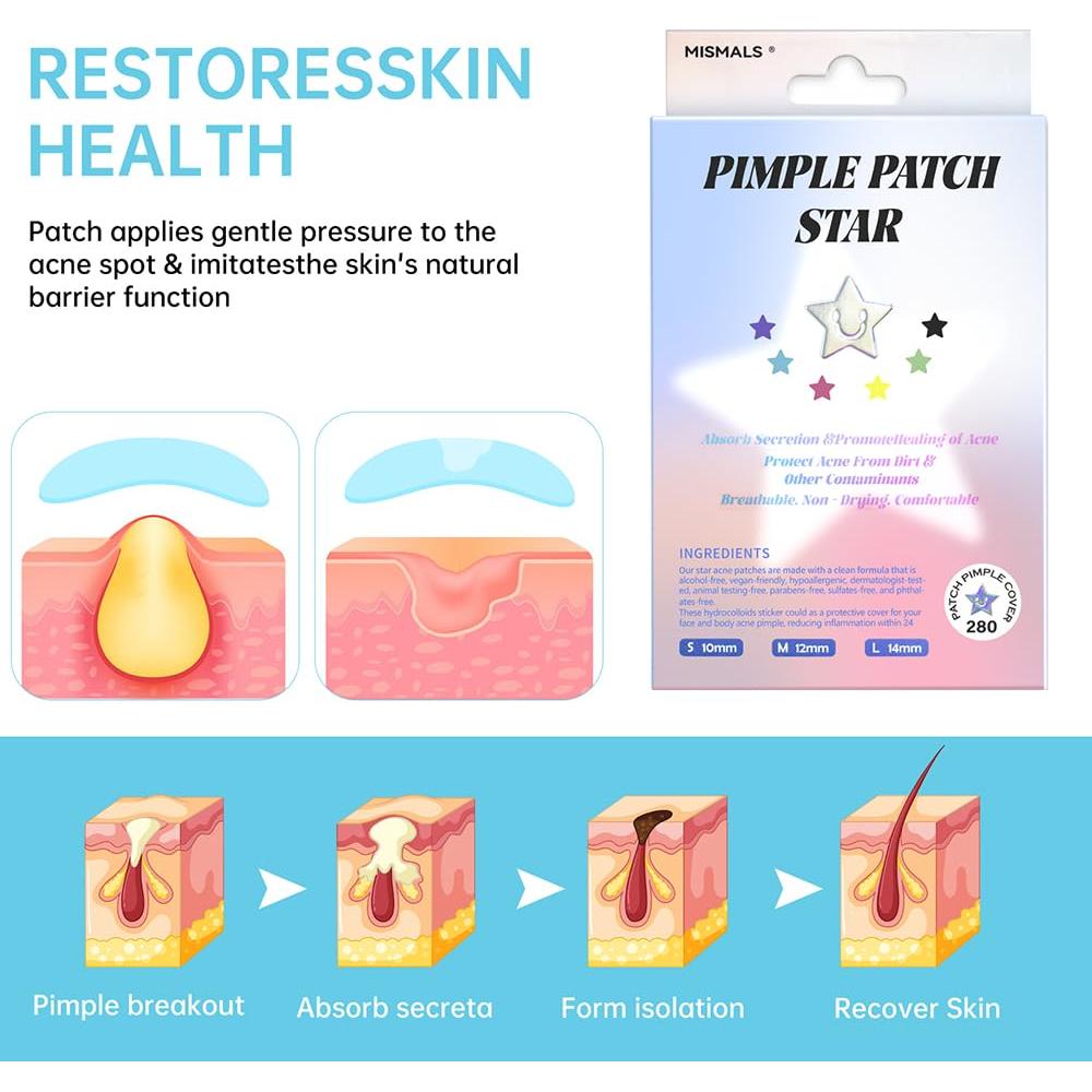 Parche Hidrocoloide Estrella Linda MISMALS 280 Unidades Piel