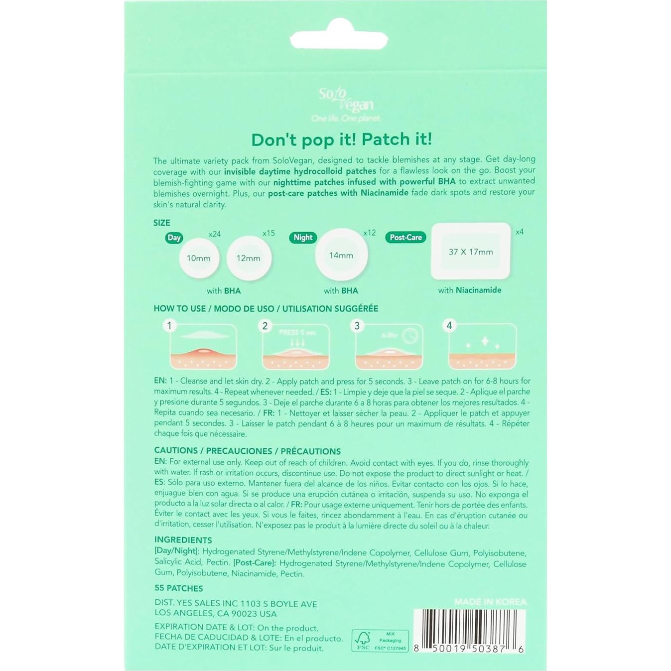 Parche para Imperfecciones SoloVegan 55pcs Hidrocoloide