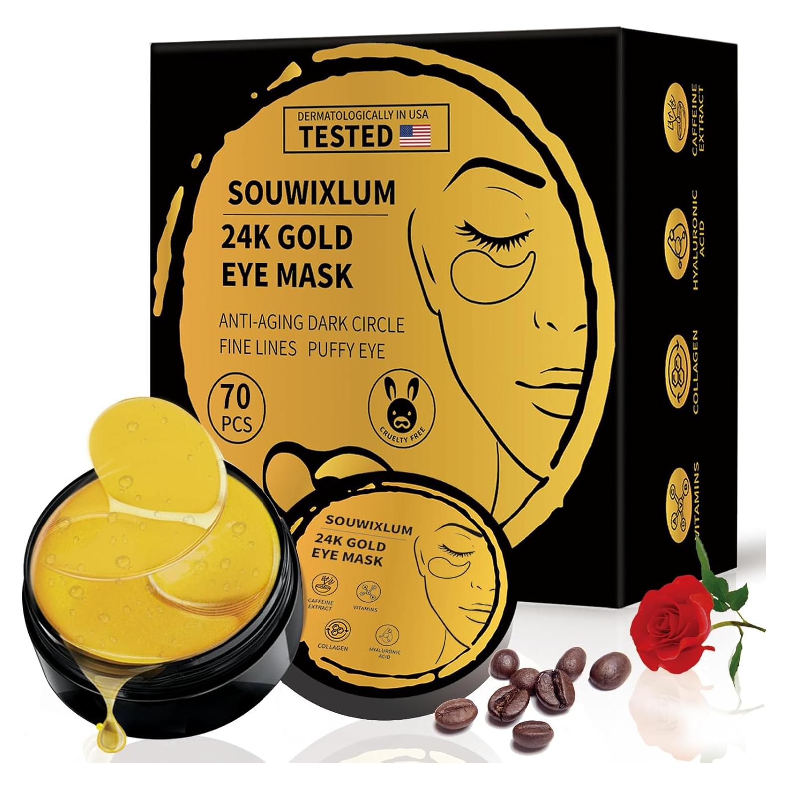 Parche para Ojos Souwixlum 70PCS Oro 24K para Ojeras