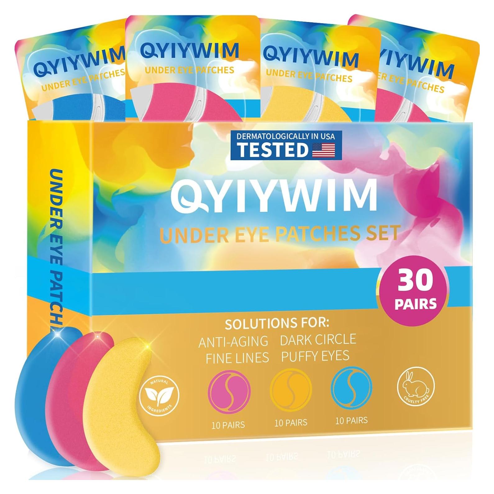 Parche para Ojos Qyiywim 30 Pares Oro 24K Ácido Hialurónico