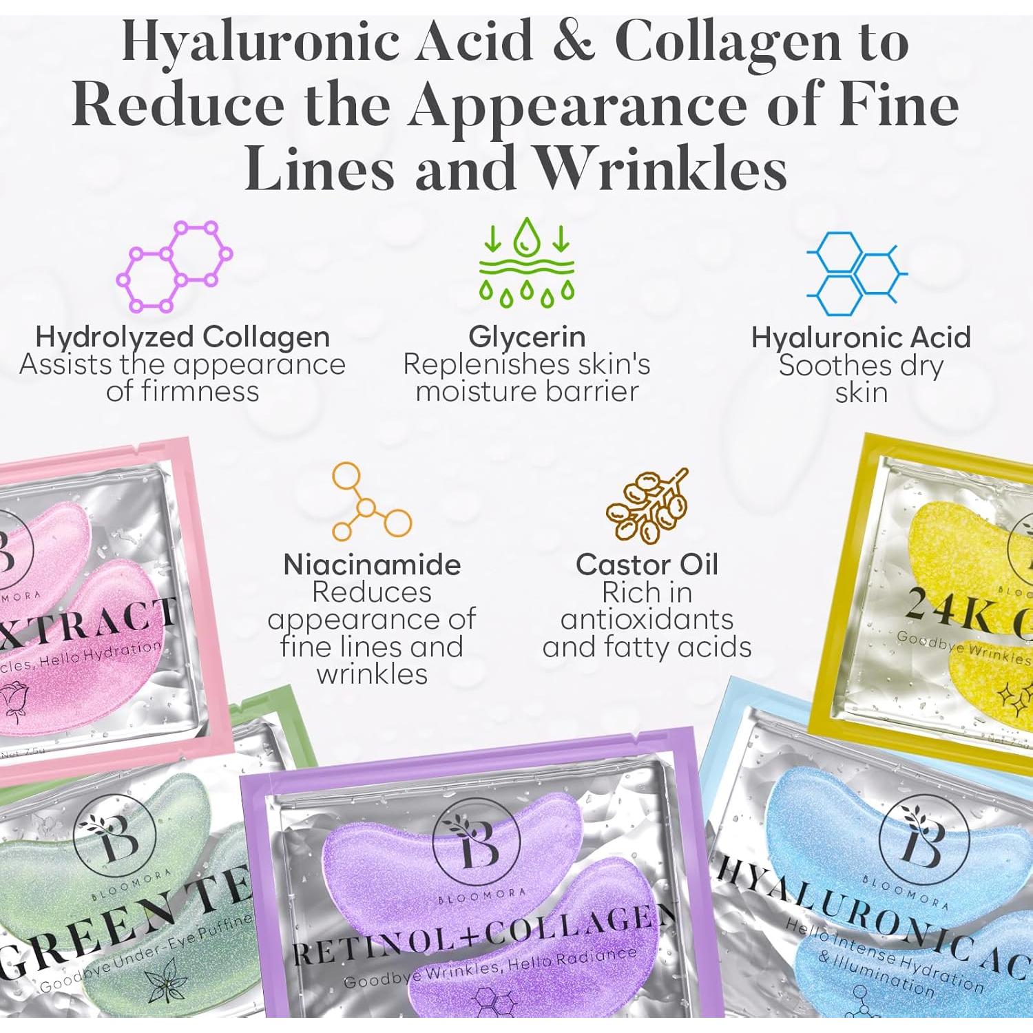 Parches para Ojos Bloomora - 30 Pares Hidratantes y Antienvejecimiento