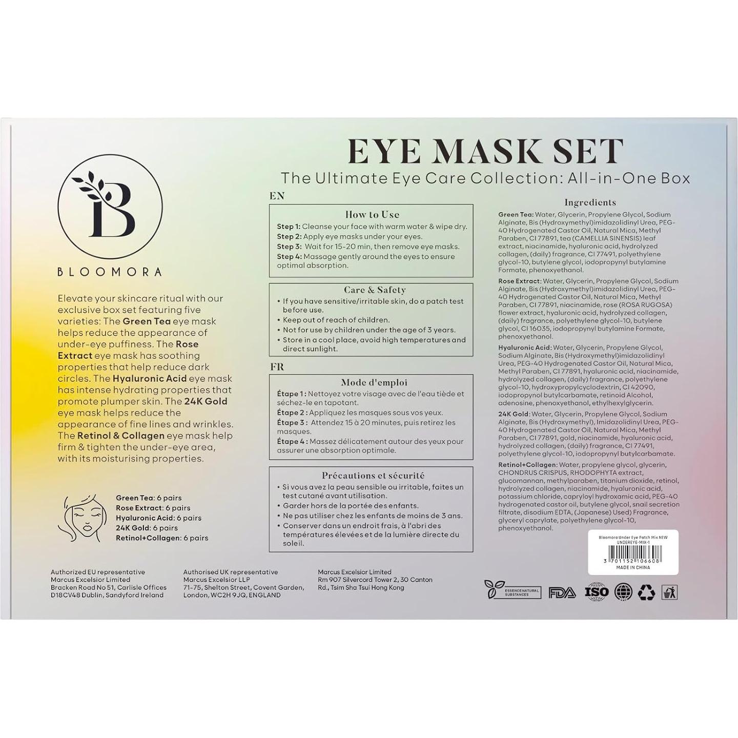 Parches para Ojos Bloomora - 30 Pares Hidratantes y Antienvejecimiento