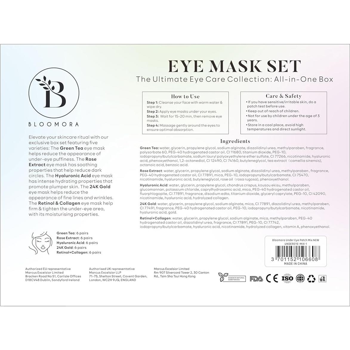 Parches para Ojos Bloomora - 30 Pares Hidratantes y Antienvejecimiento