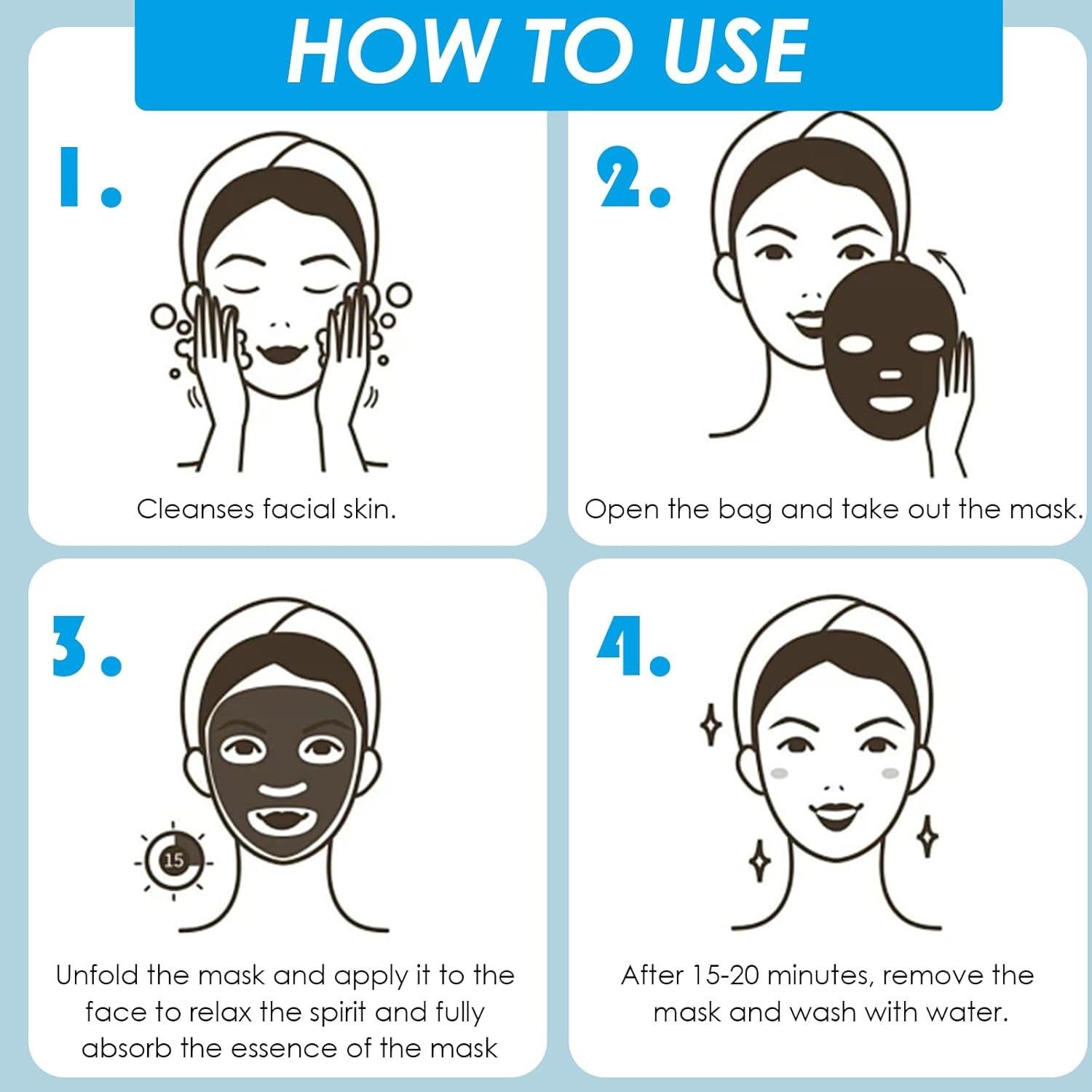 Paquete de 12 Mascarillas Faciales Hidratantes Qullmartle