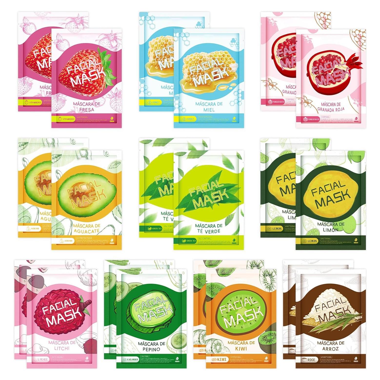 20 Mascarillas Faciales Hidratantes GUOYAOLIFU para Piel Sensible