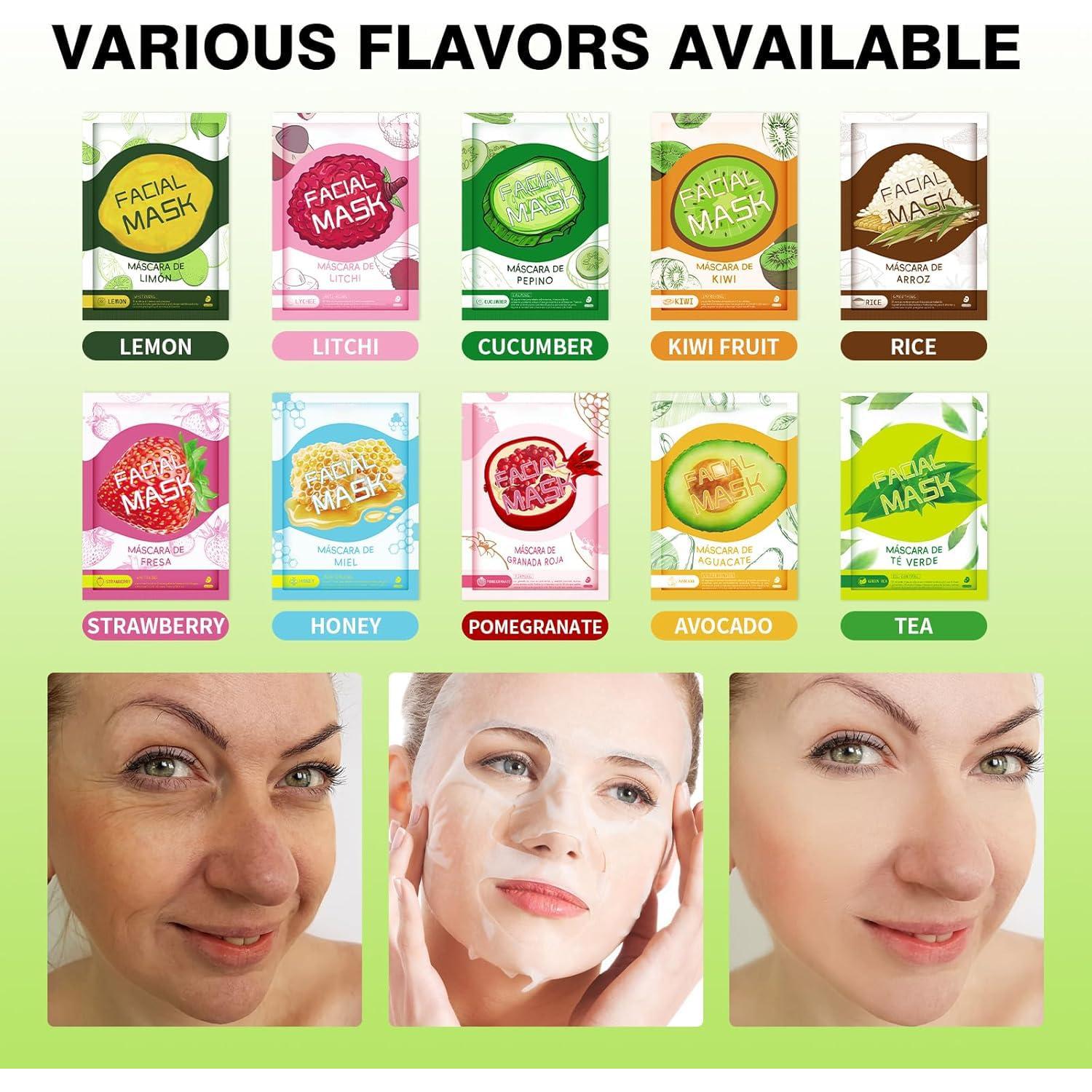 20 Mascarillas Faciales Hidratantes GUOYAOLIFU para Piel Sensible