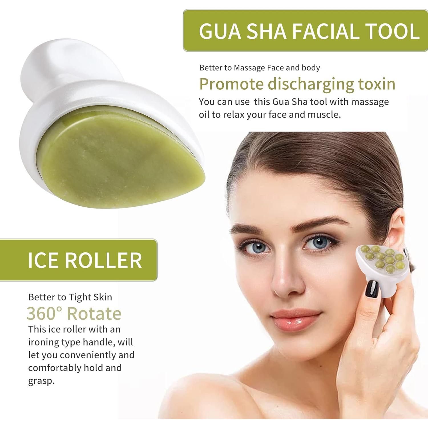 Rodillo de Jade y Gua Sha Facial BEAUTYFACTOR - Set Cuidado Piel