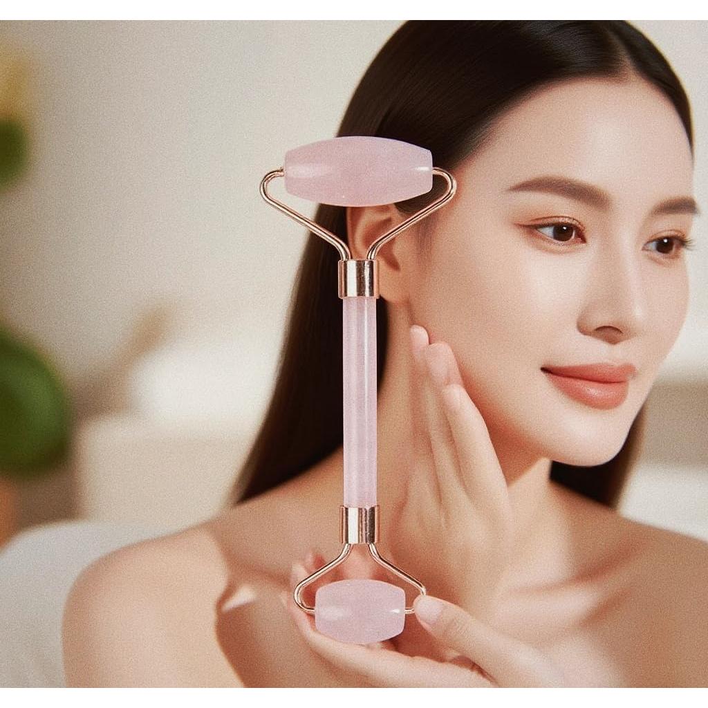 Juego de Rodillo de Jade y Gua Sha 99pine - Cuidado Facial Rosa